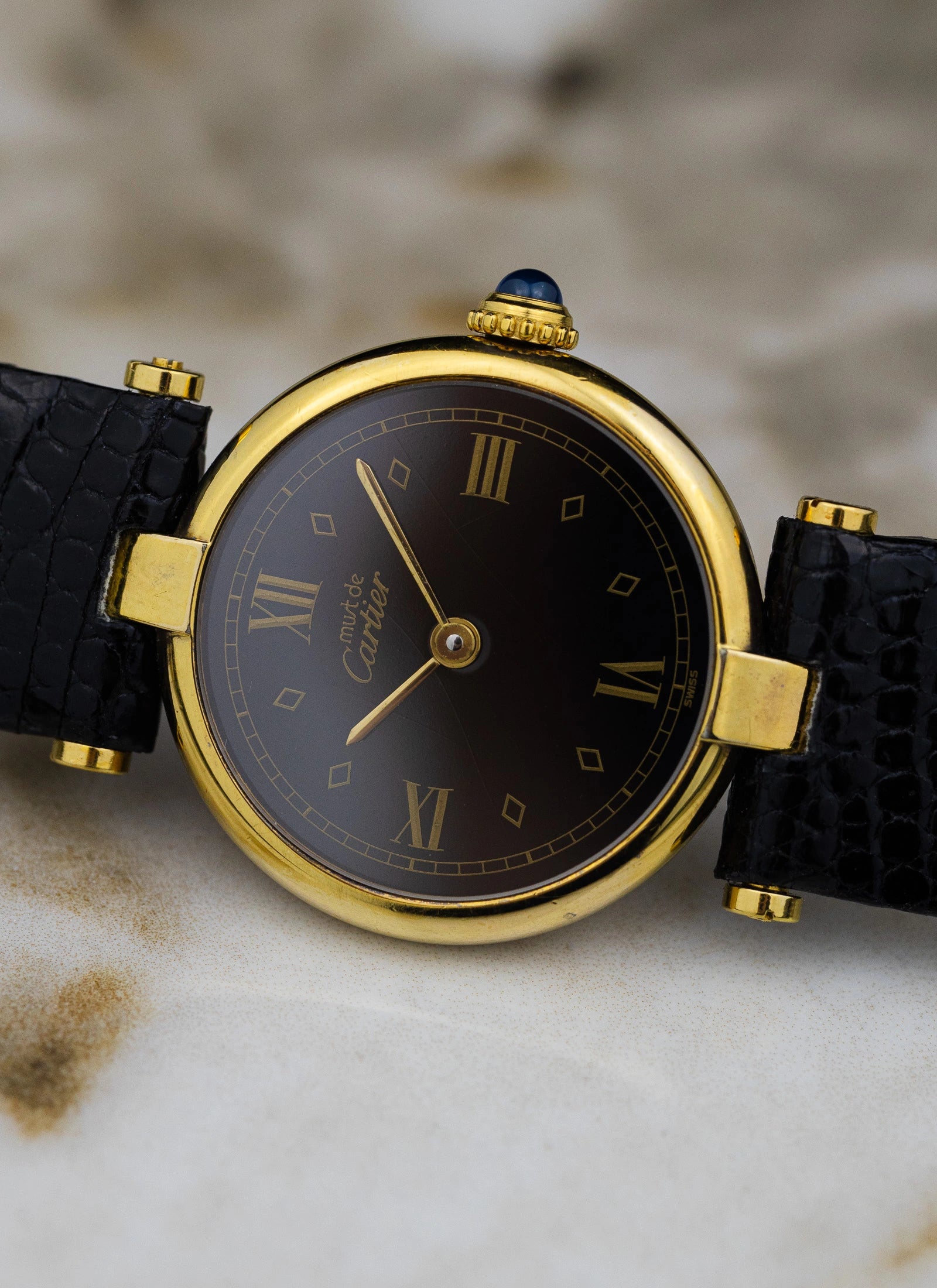 1990s Must de Cartier Vendome Black Roman Dial 680004