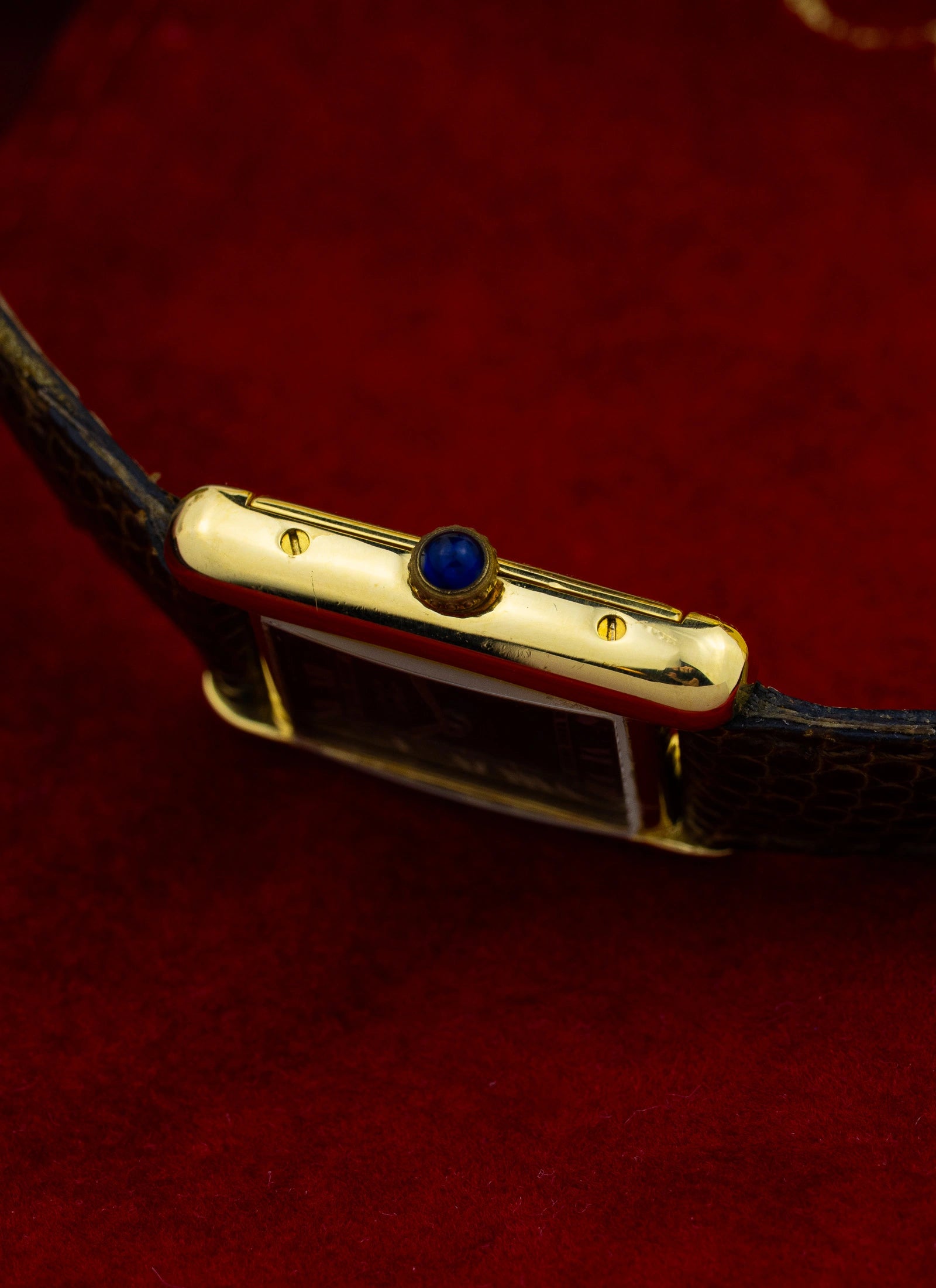 1980s Cartier Tank Vermeil Black Roman Dial