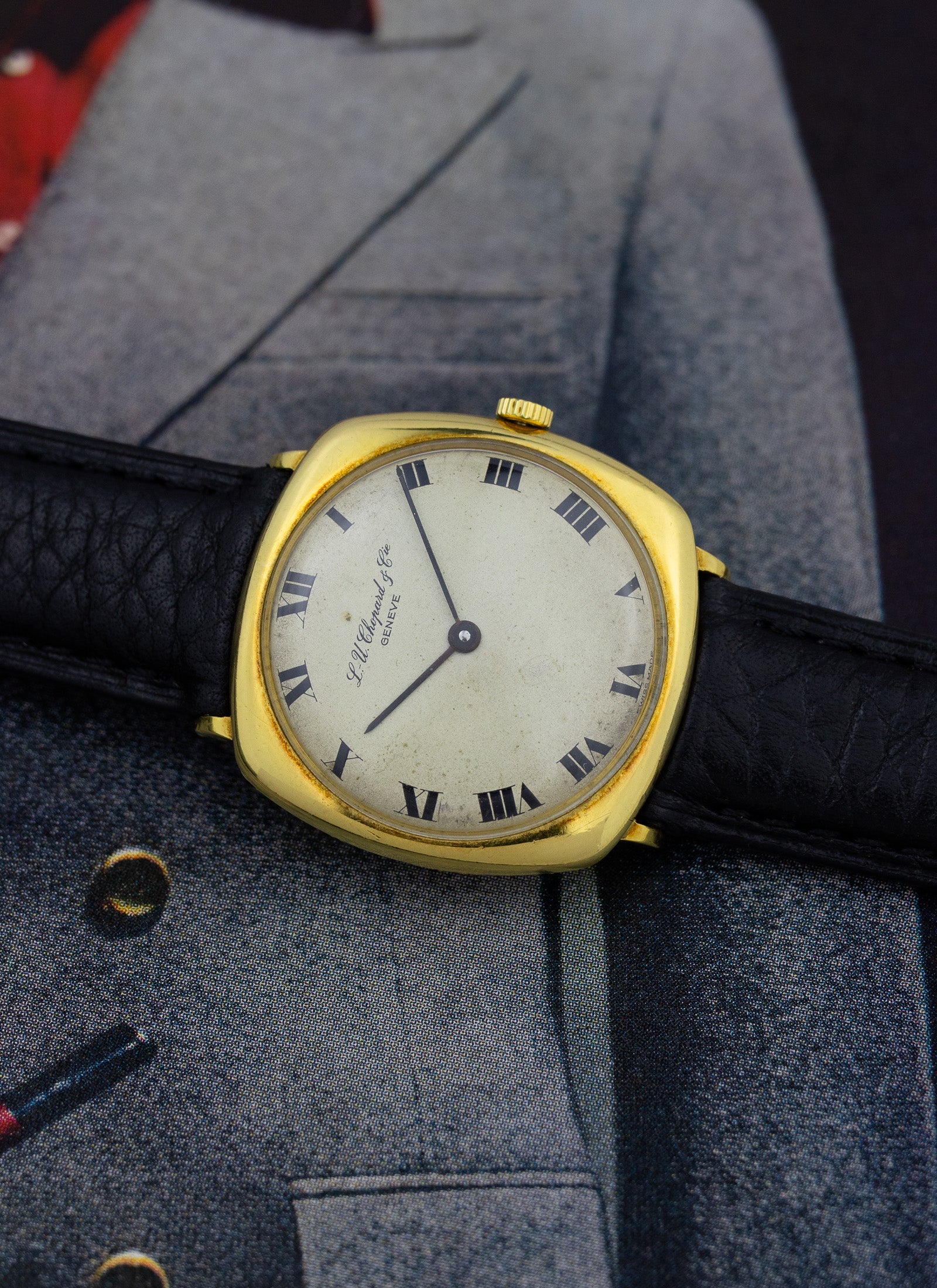 1960s 18K L.U. Chopard & Cie Cushion Case 2007 Serviced