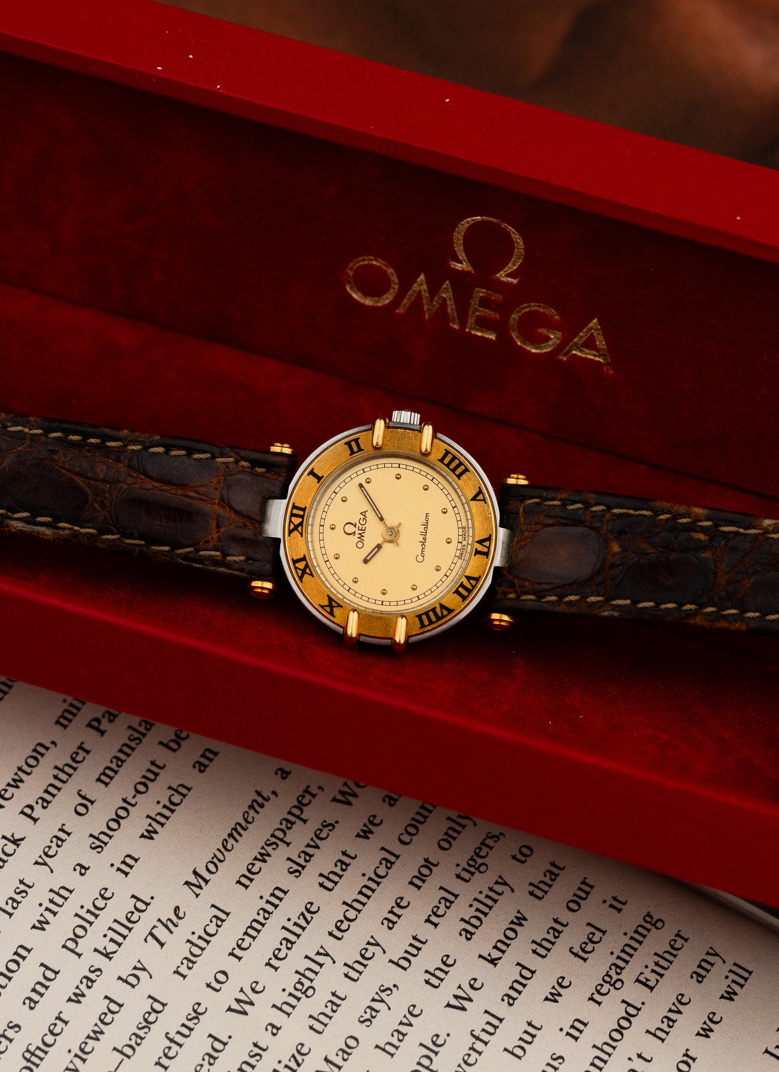 1989 Lady Omega Constellation Manhattan Bicolor 595.1080 cal. 1455 Box