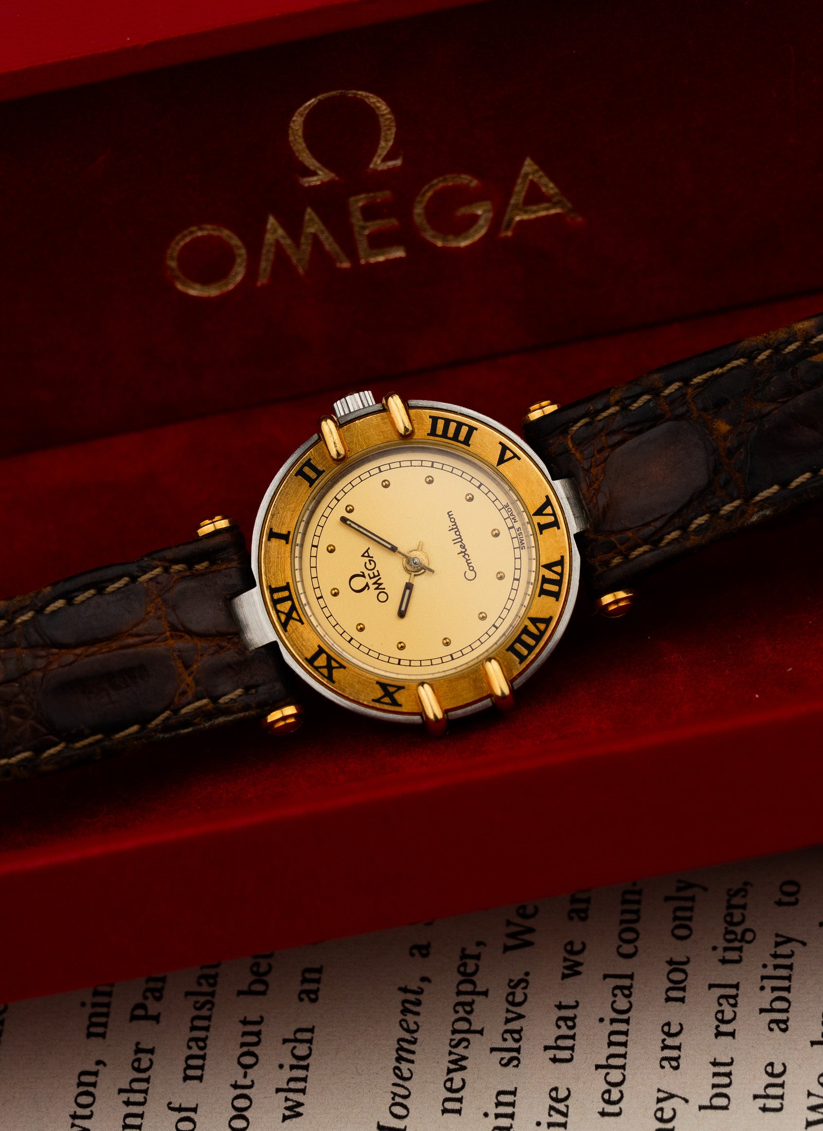 1989 Lady Omega Constellation Manhattan Bicolor 595.1080 cal. 1455 Box