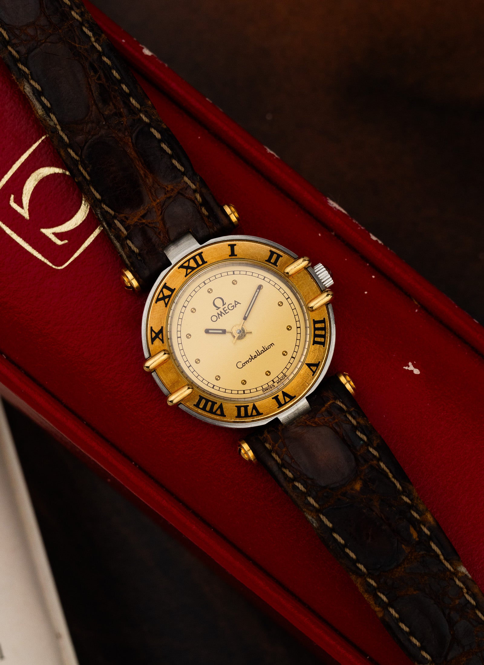 1989 Lady Omega Constellation Manhattan Bicolor 595.1080 cal. 1455 Box