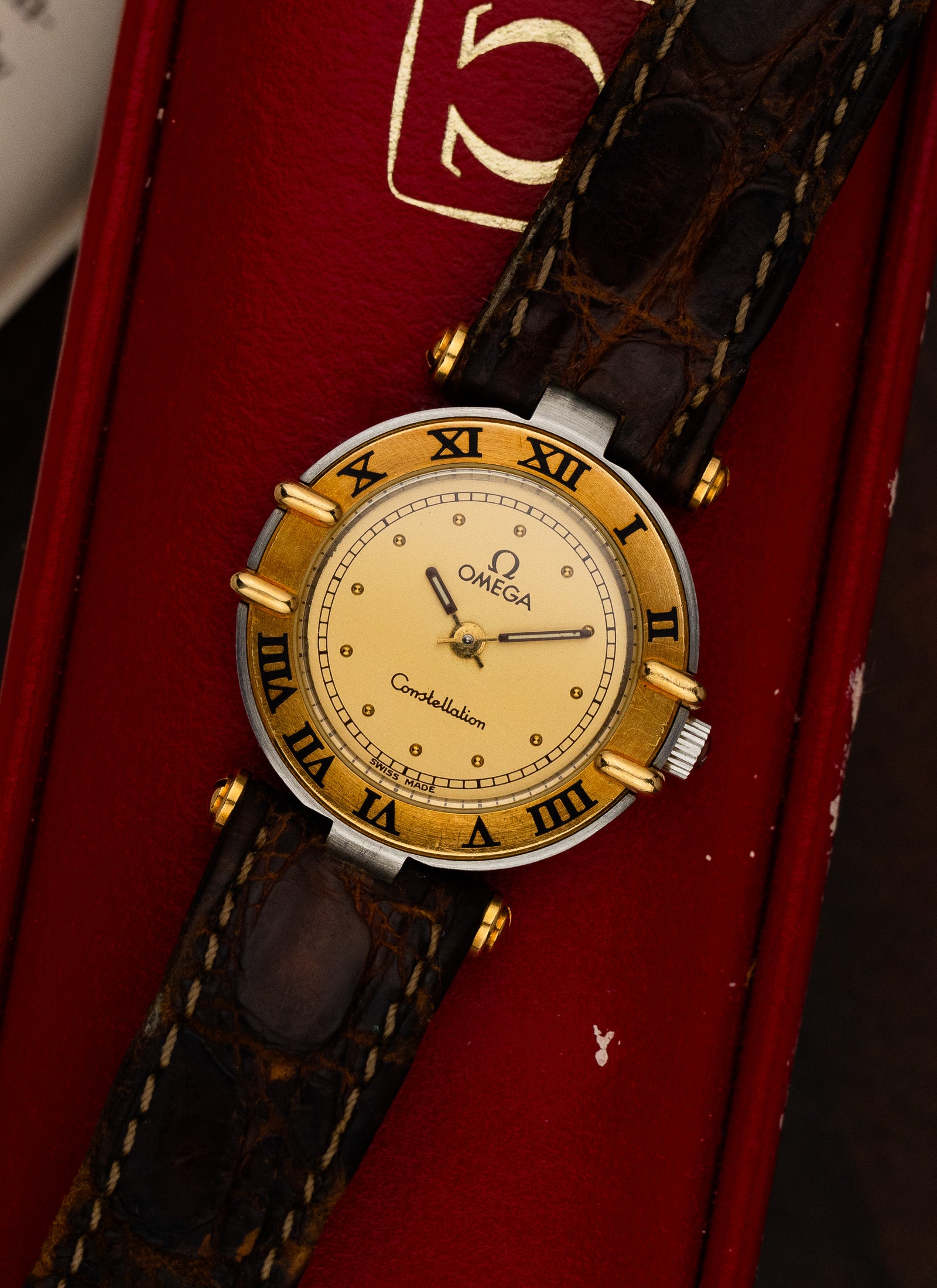 1989 Lady Omega Constellation Manhattan Bicolor 595.1080 cal. 1455 Box