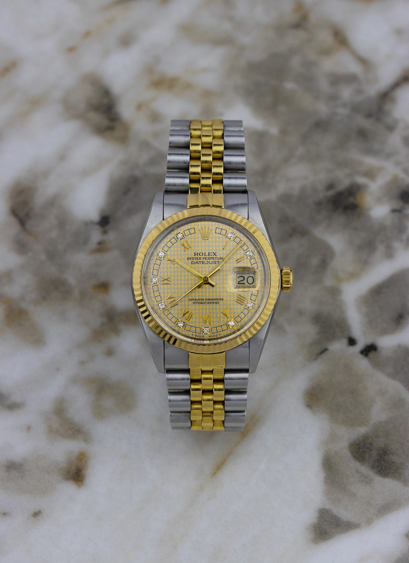 1986 Rolex Datejust 16013 Houndstooth Diamond Dial