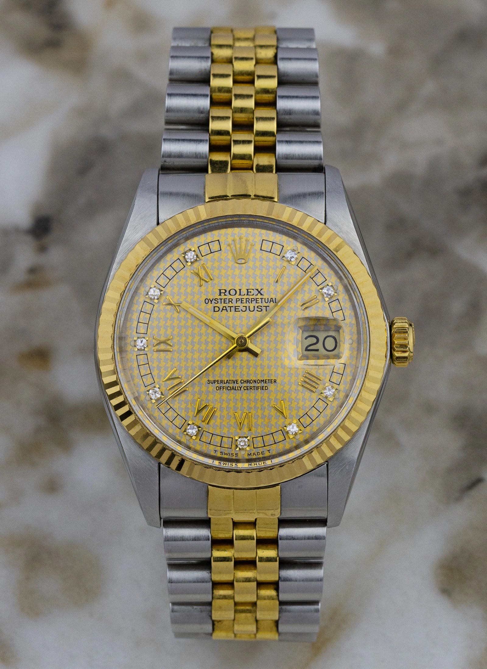 1986 Rolex Datejust 16013 Houndstooth Diamond Dial