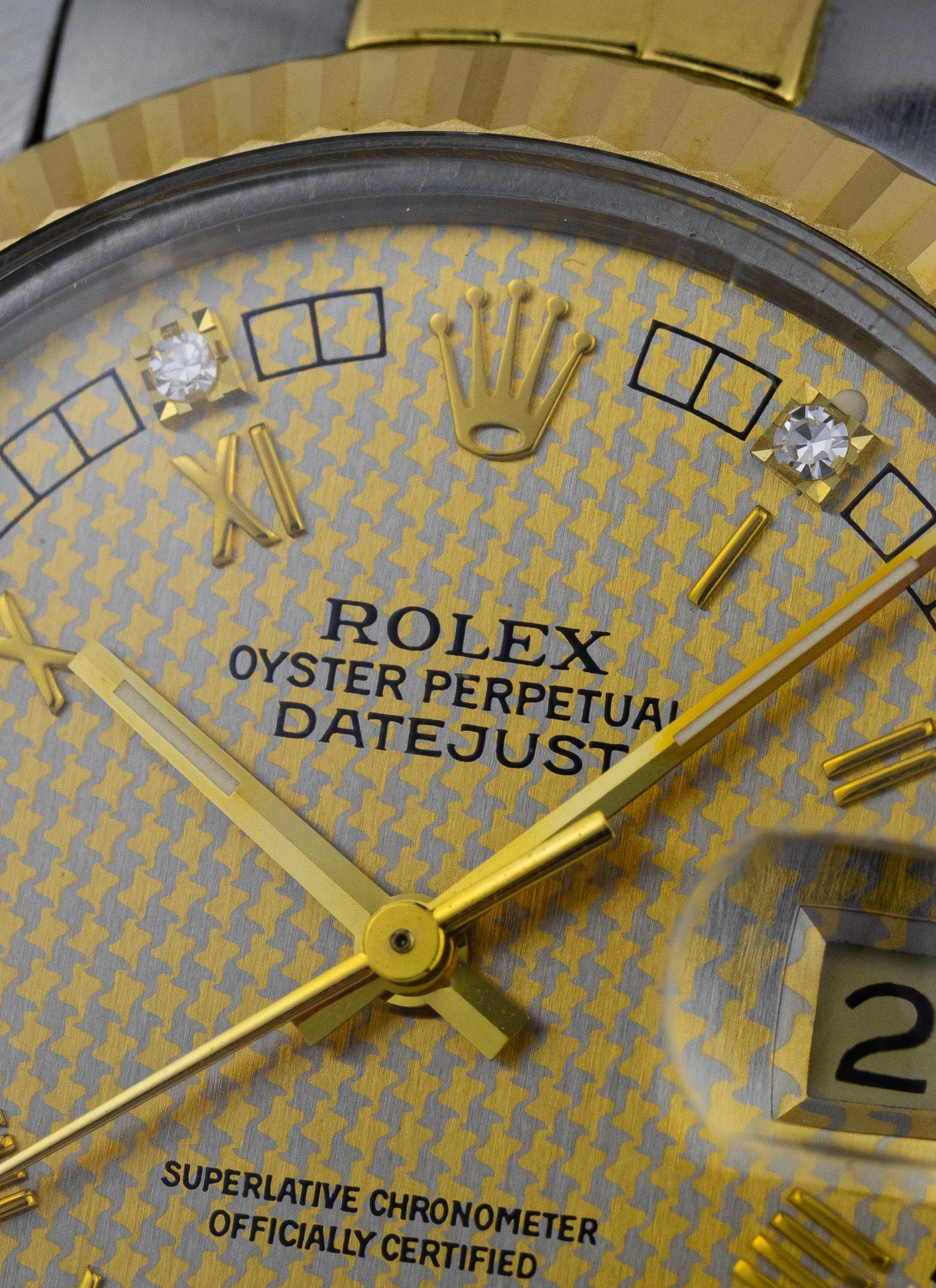 1986 Rolex Datejust Houndstooth Diamonds Dial 16013 Full Set