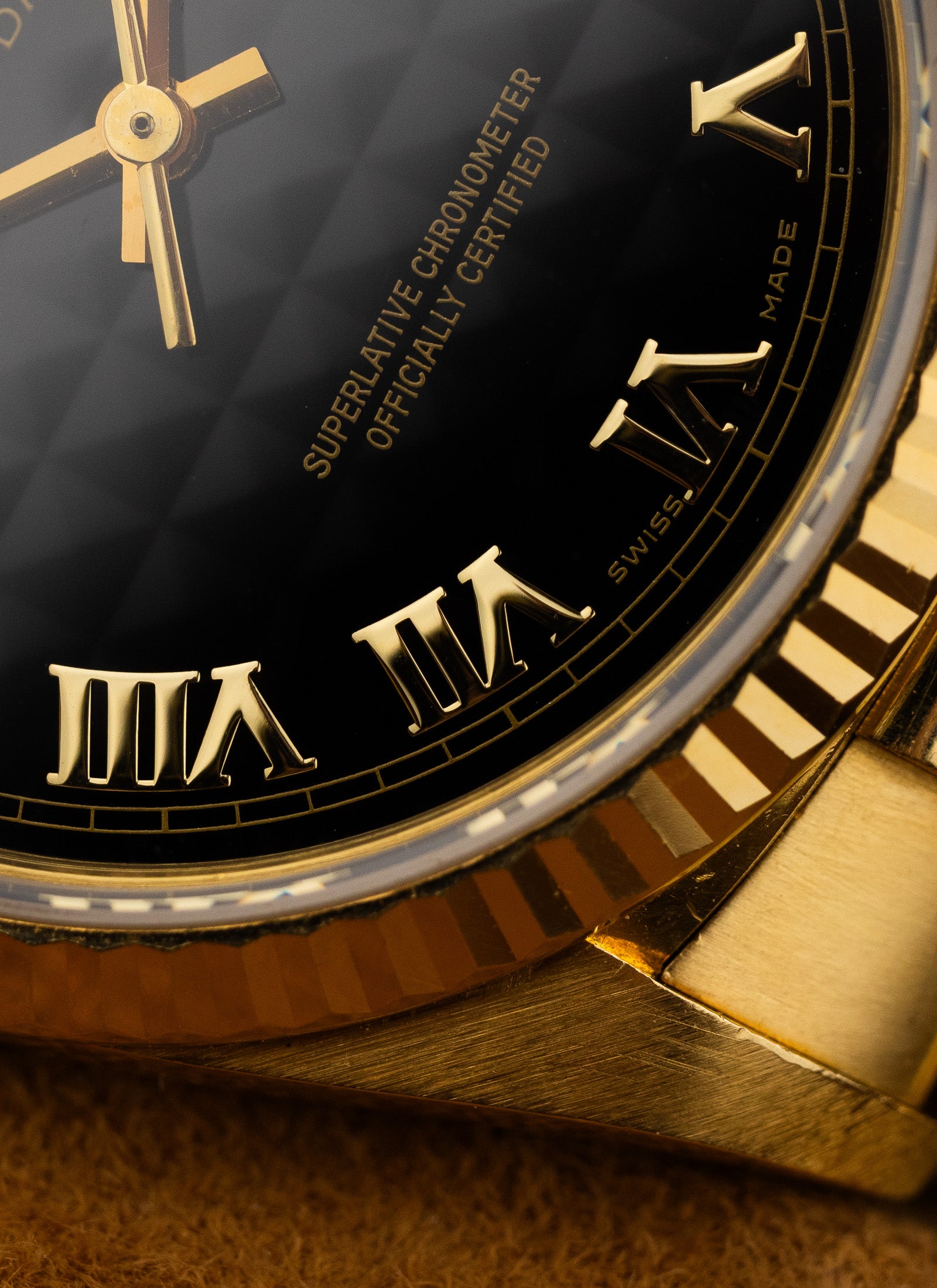 1981 18K Rolex Day-Date Black Pyramid Dial 18038 Box