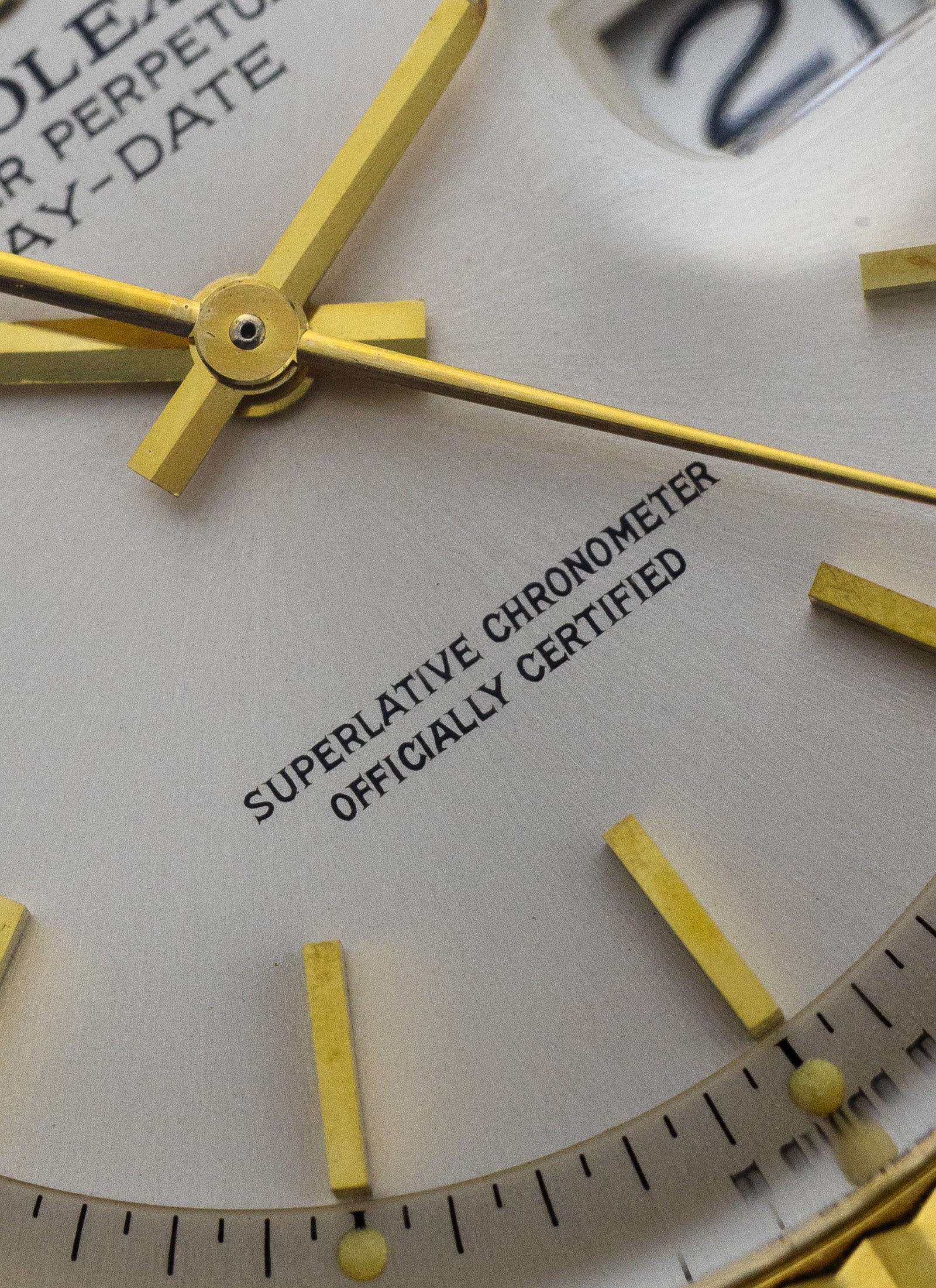 1975 18K Rolex Day-Date President Silver Pie Pan Dial 1803 Papers