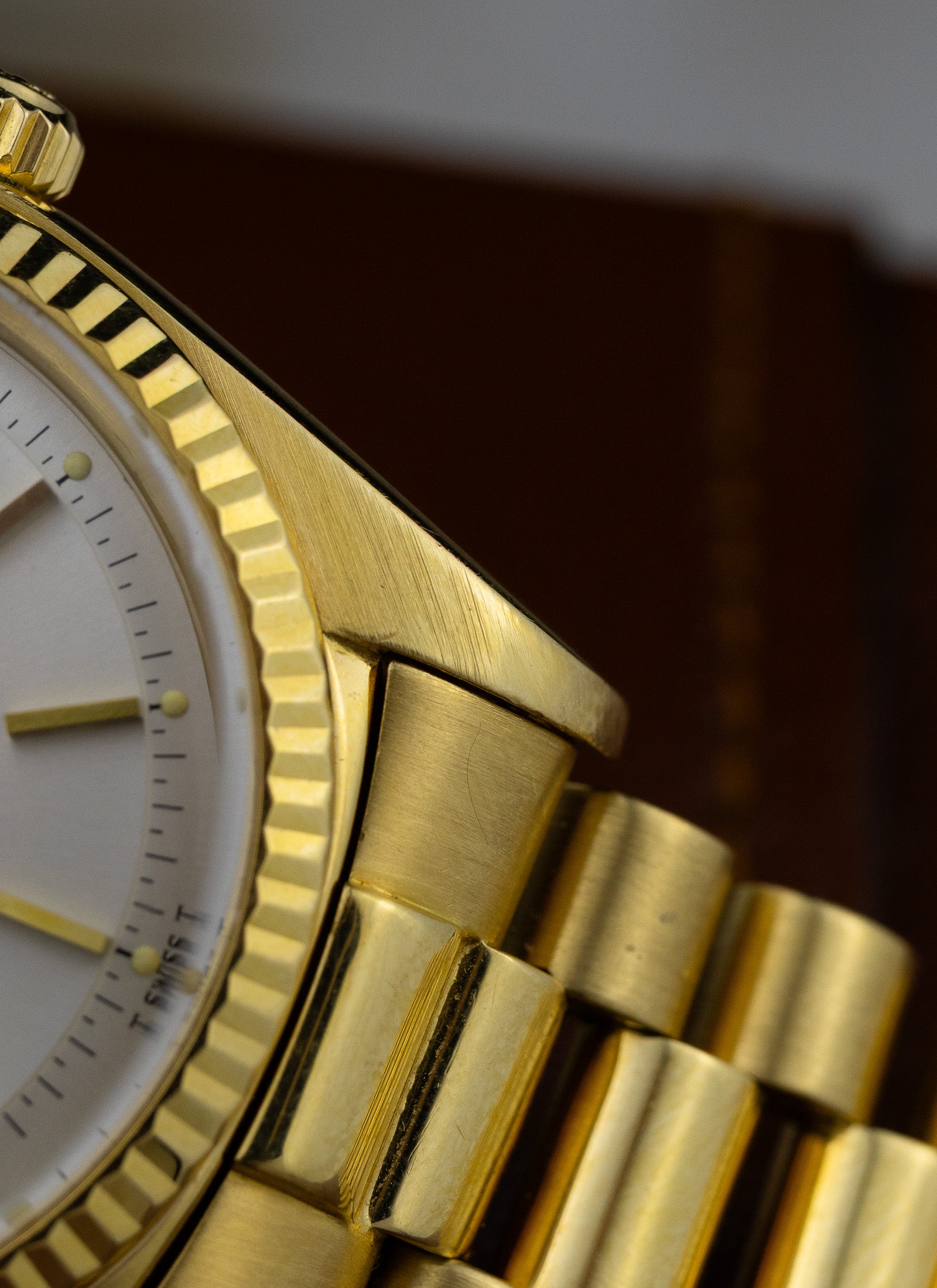 1975 18K Rolex Day-Date President Silver Pie Pan Dial 1803 Papers