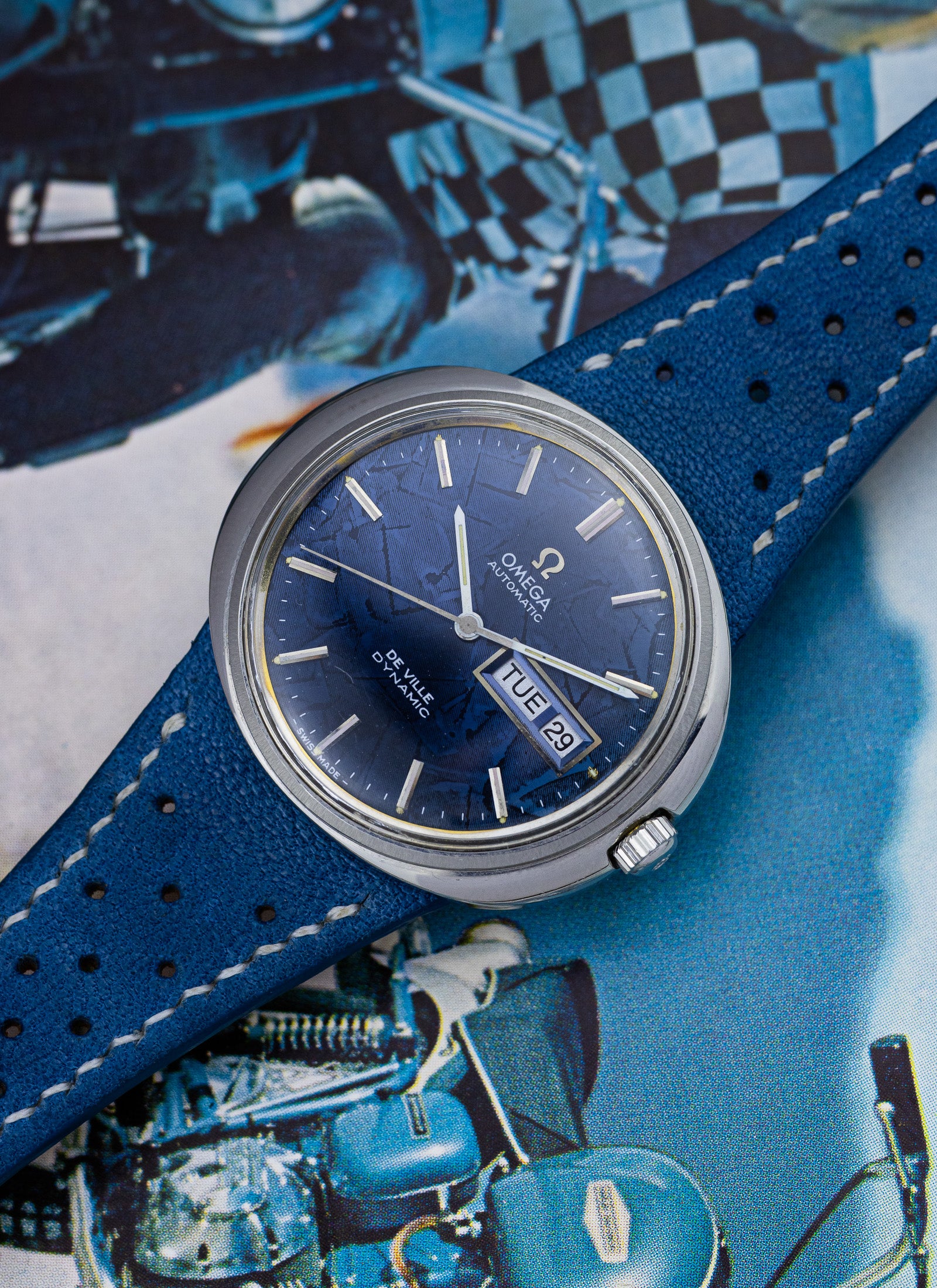 1970s Omega De Ville Dynamic Blue Frozen Dial 166.144 Serviced