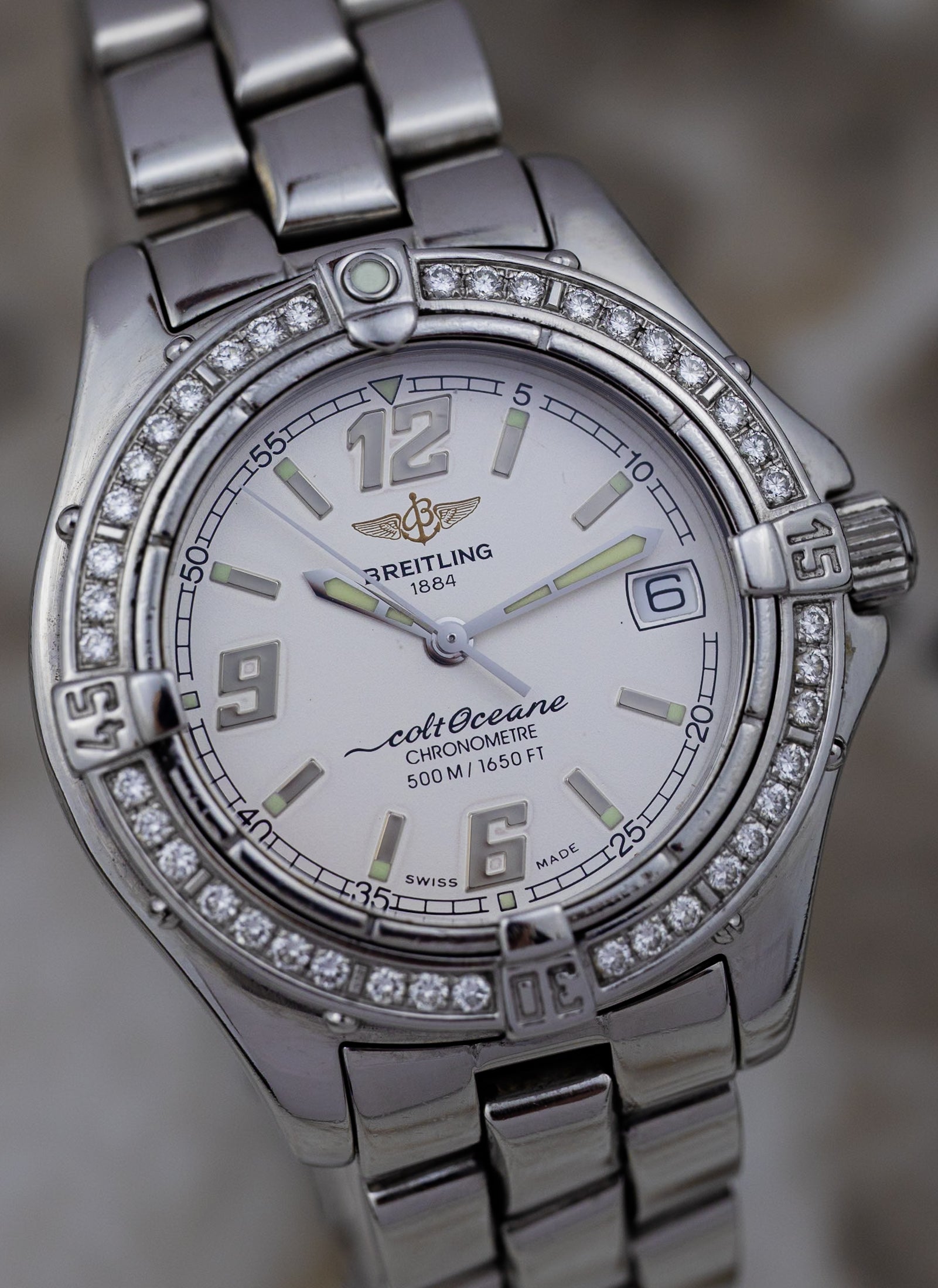 2000s Ladies Breitling Colt Oceane Diamond Bezel A57350