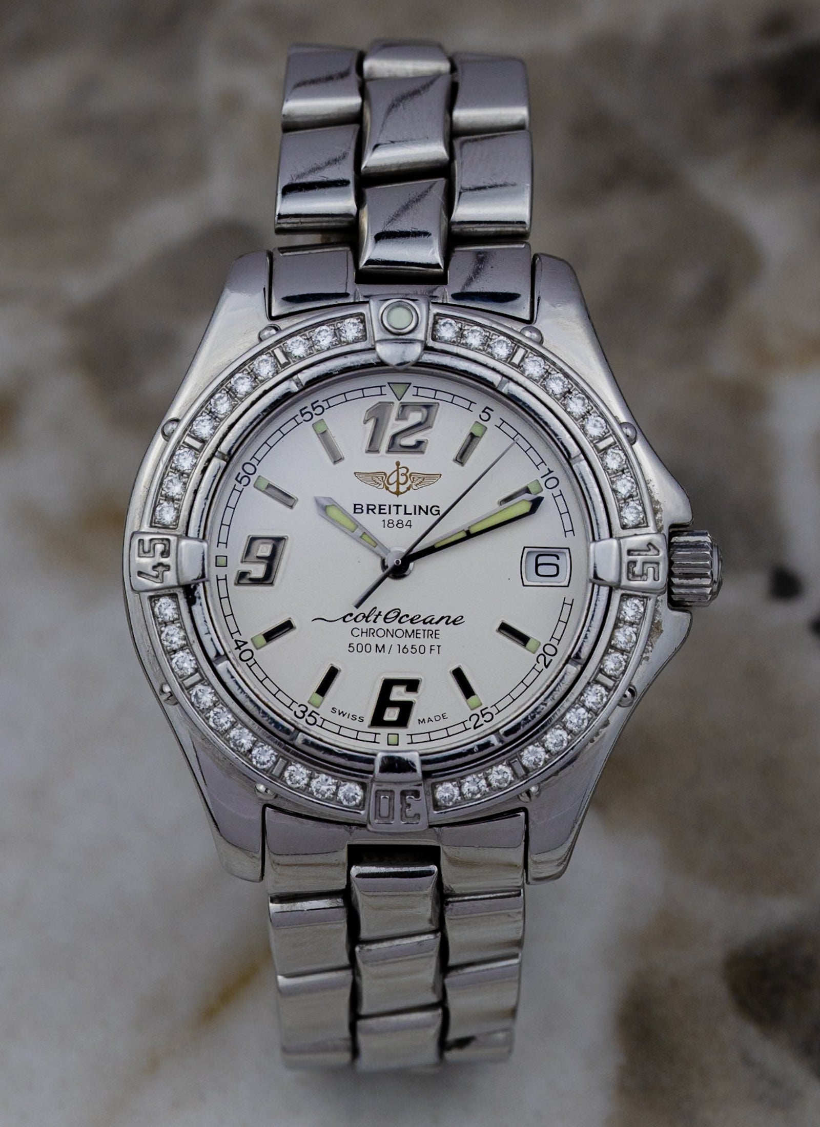 2000s Ladies Breitling Colt Oceane Diamond Bezel A57350
