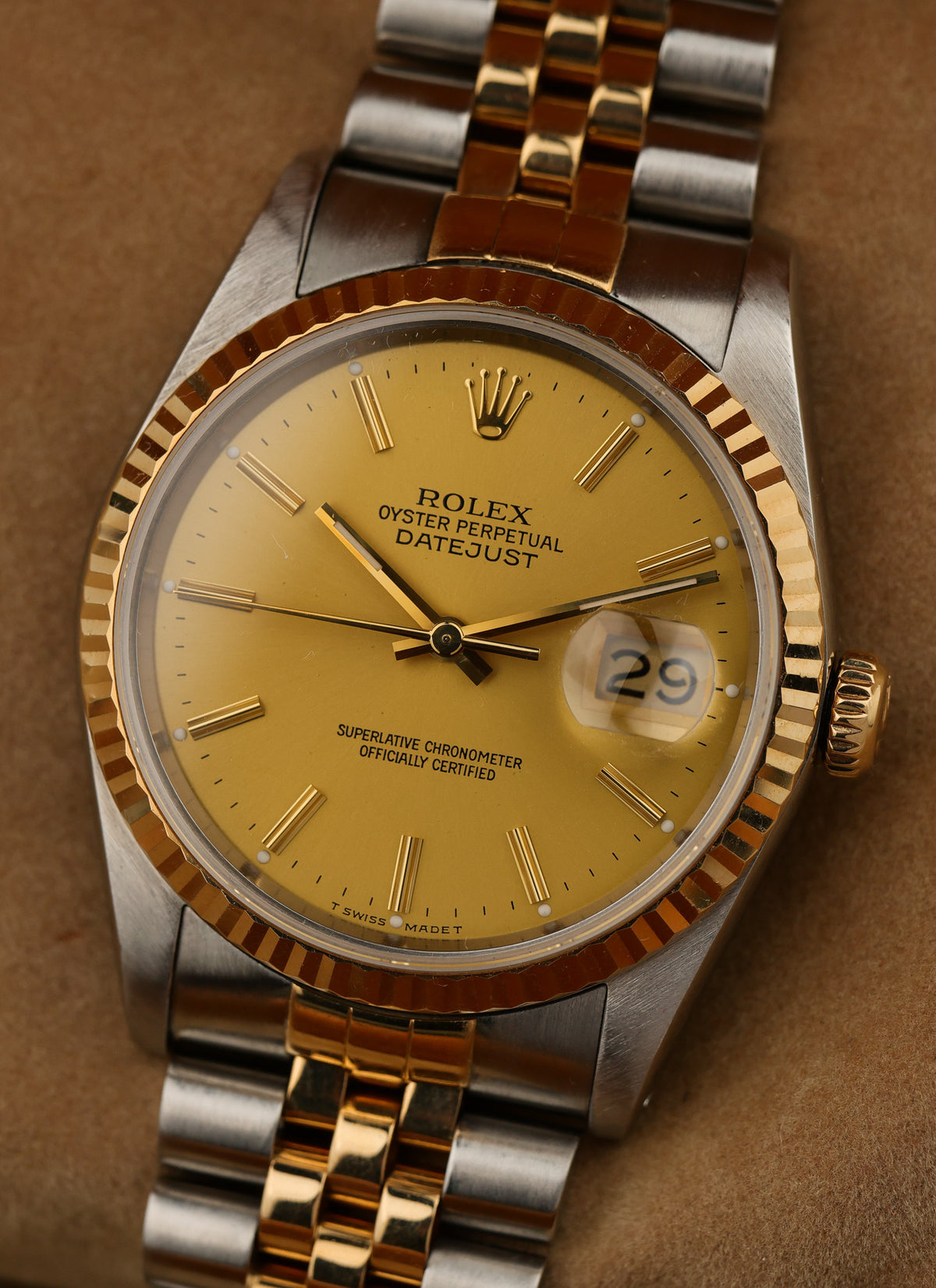 1988 Rolex Datejust Champagne Dial Bicolor 16233 Box