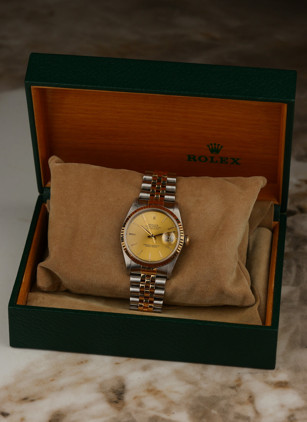 1988 Rolex Datejust Champagne Dial Bicolor 16233 Box