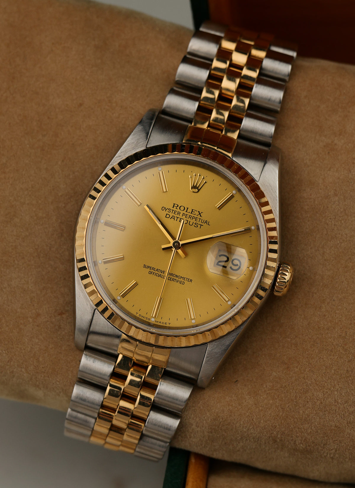 1988 Rolex Datejust Champagne Dial Bicolor 16233 Box