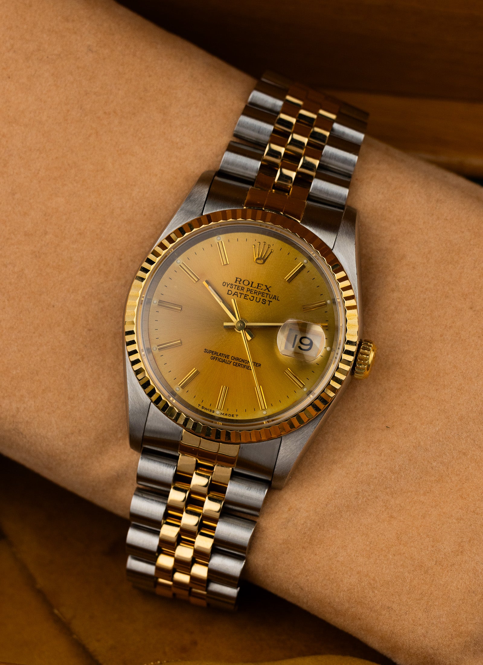 1991 Rolex Datejust Bicolor Champagne Dial 16233 Full Set
