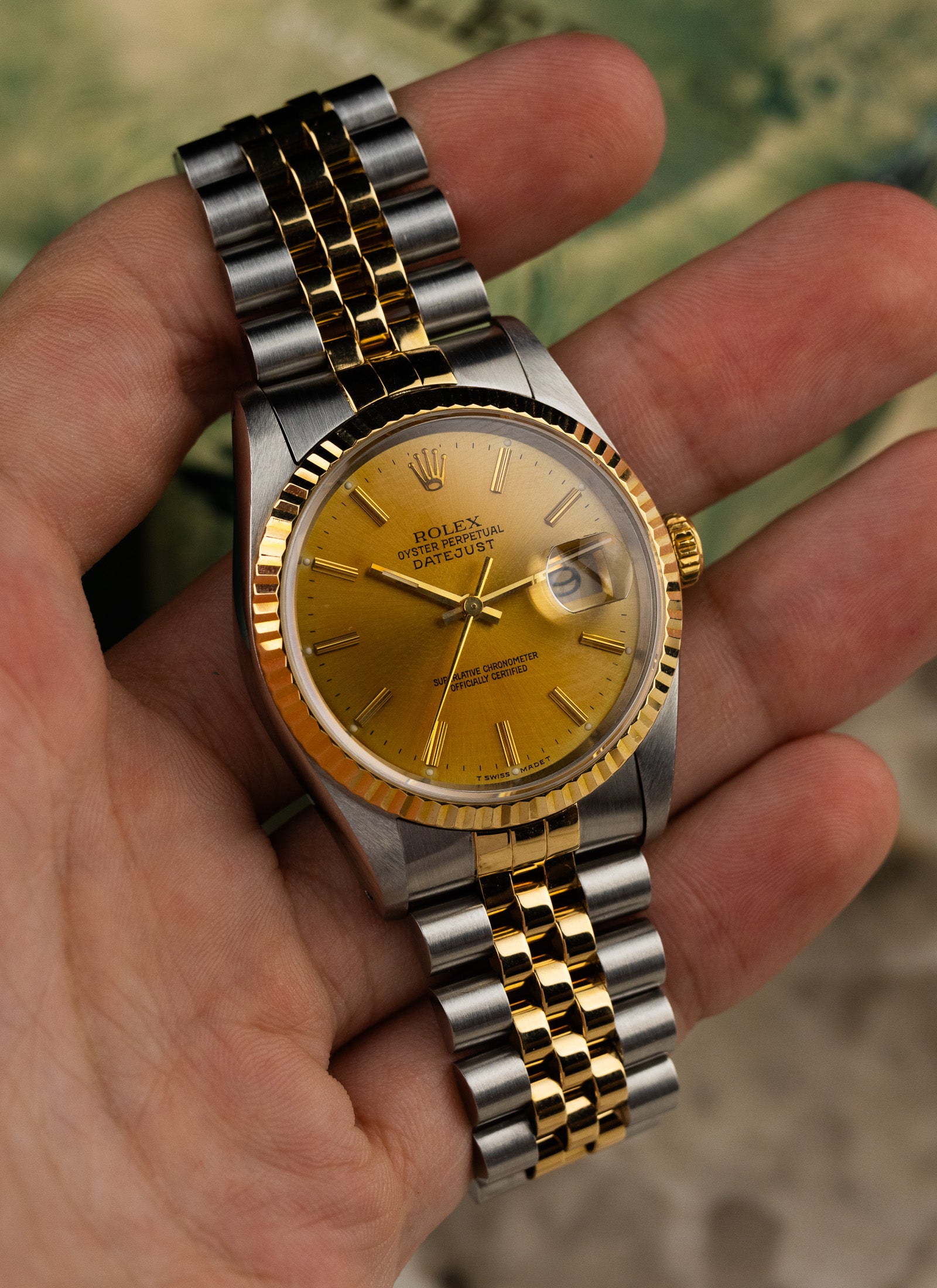 1991 Rolex Datejust Bicolor Champagne Dial 16233 Full Set