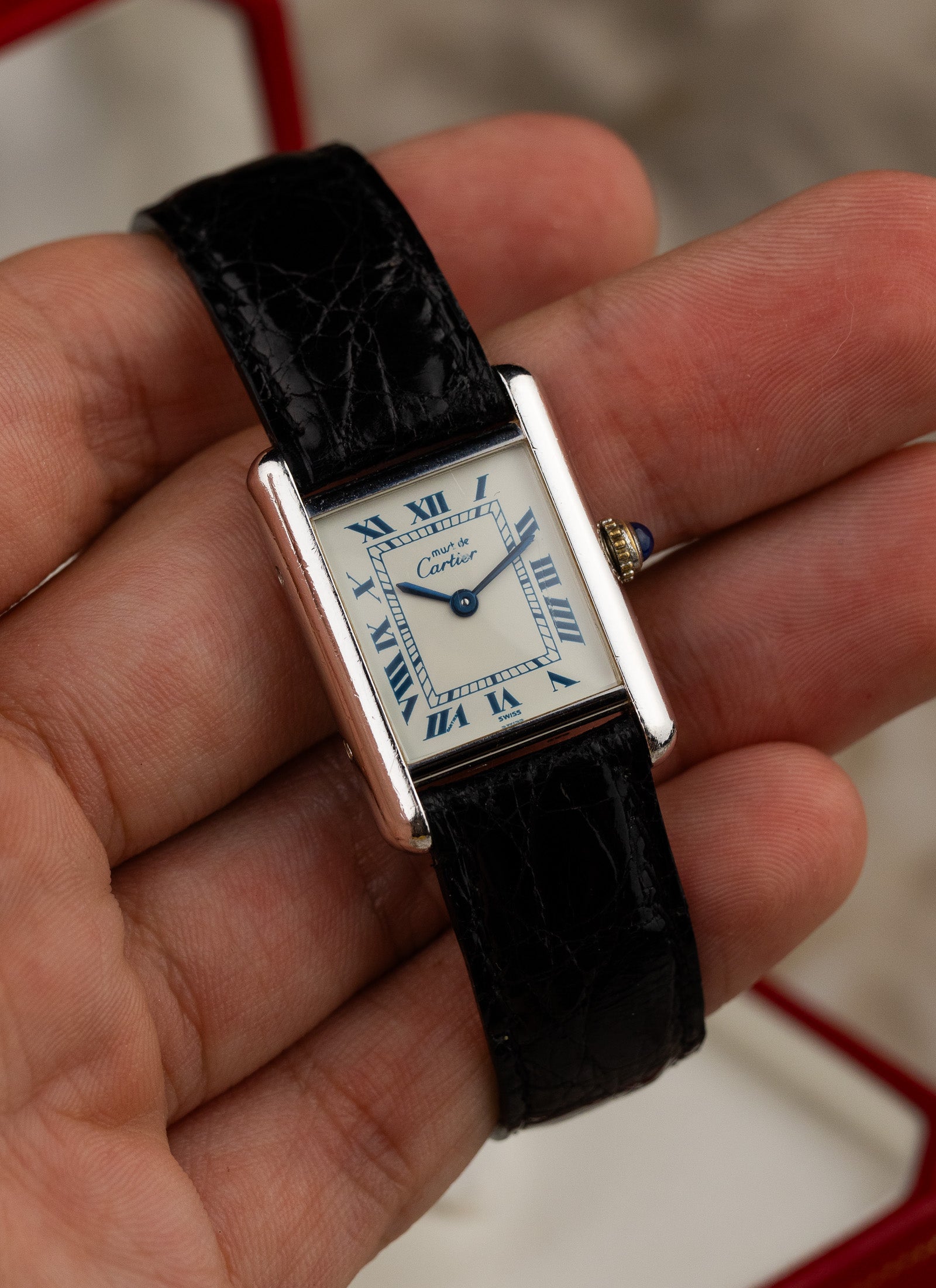 1990s Lady Cartier Must Tank Silver 6057002 Box