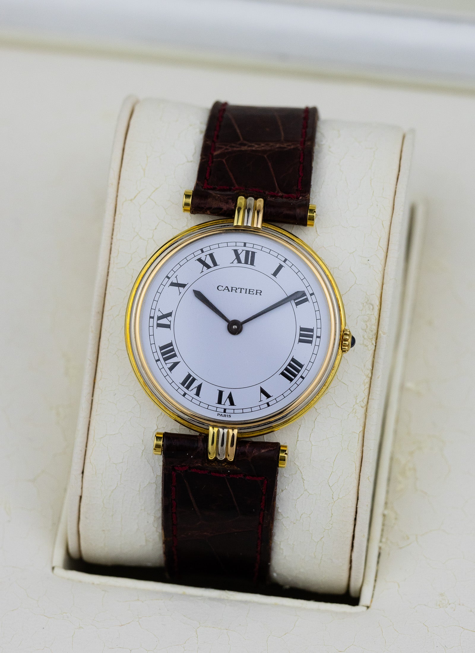 1990s 18K Cartier Vendome Trinity Quartz Box
