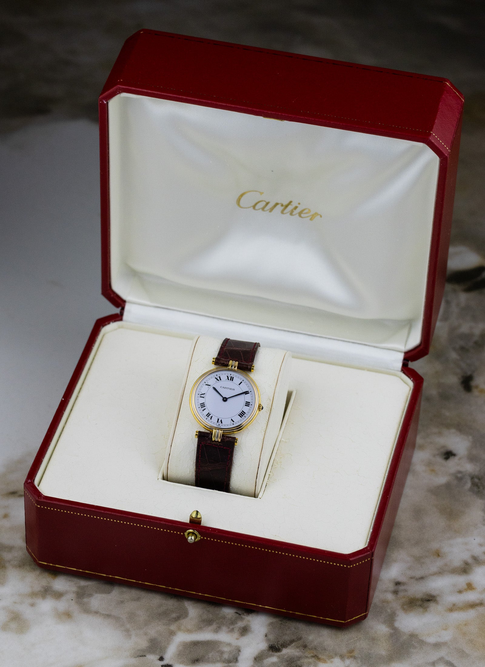 1990s 18K Cartier Vendome Trinity Quartz Box