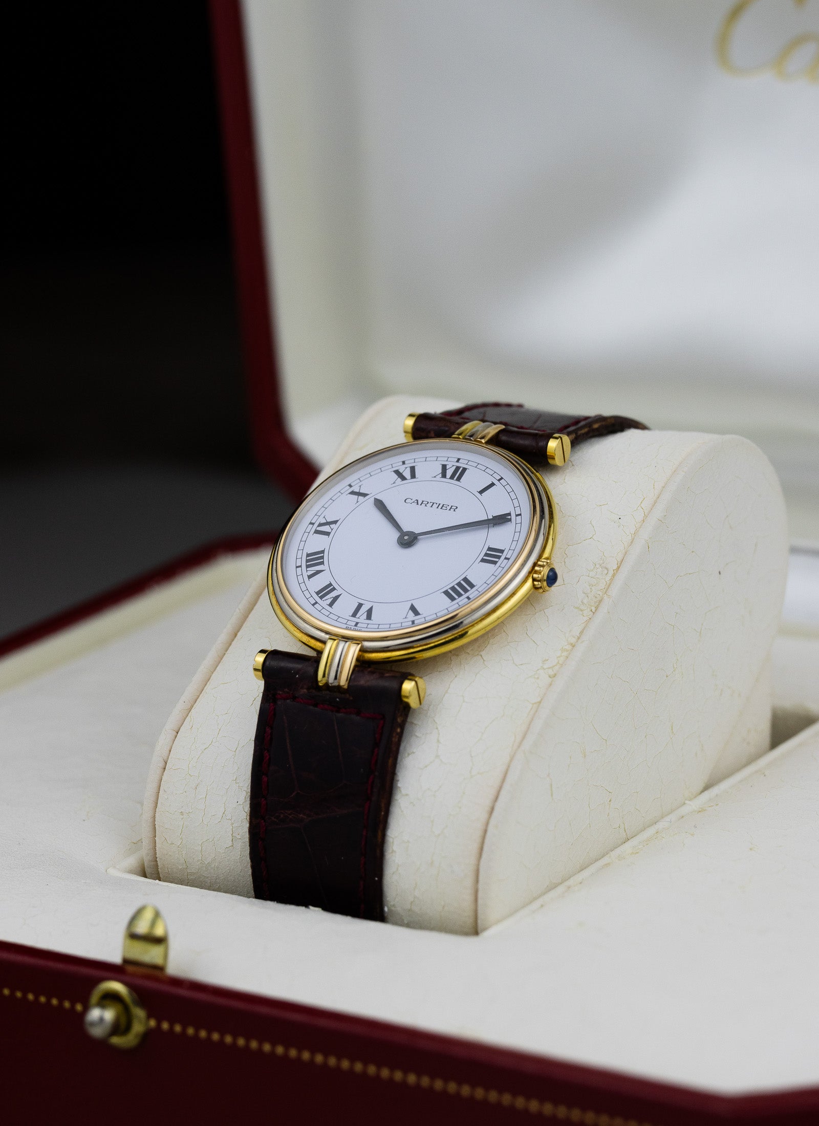 1990s 18K Cartier Vendome Trinity Quartz Box