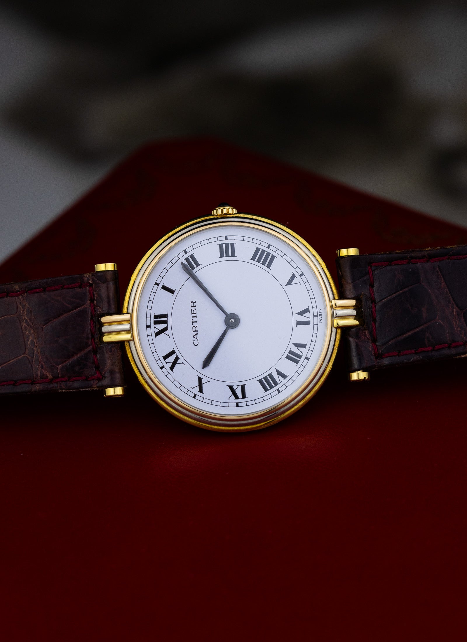 1990s 18K Cartier Vendome Trinity Quartz Box