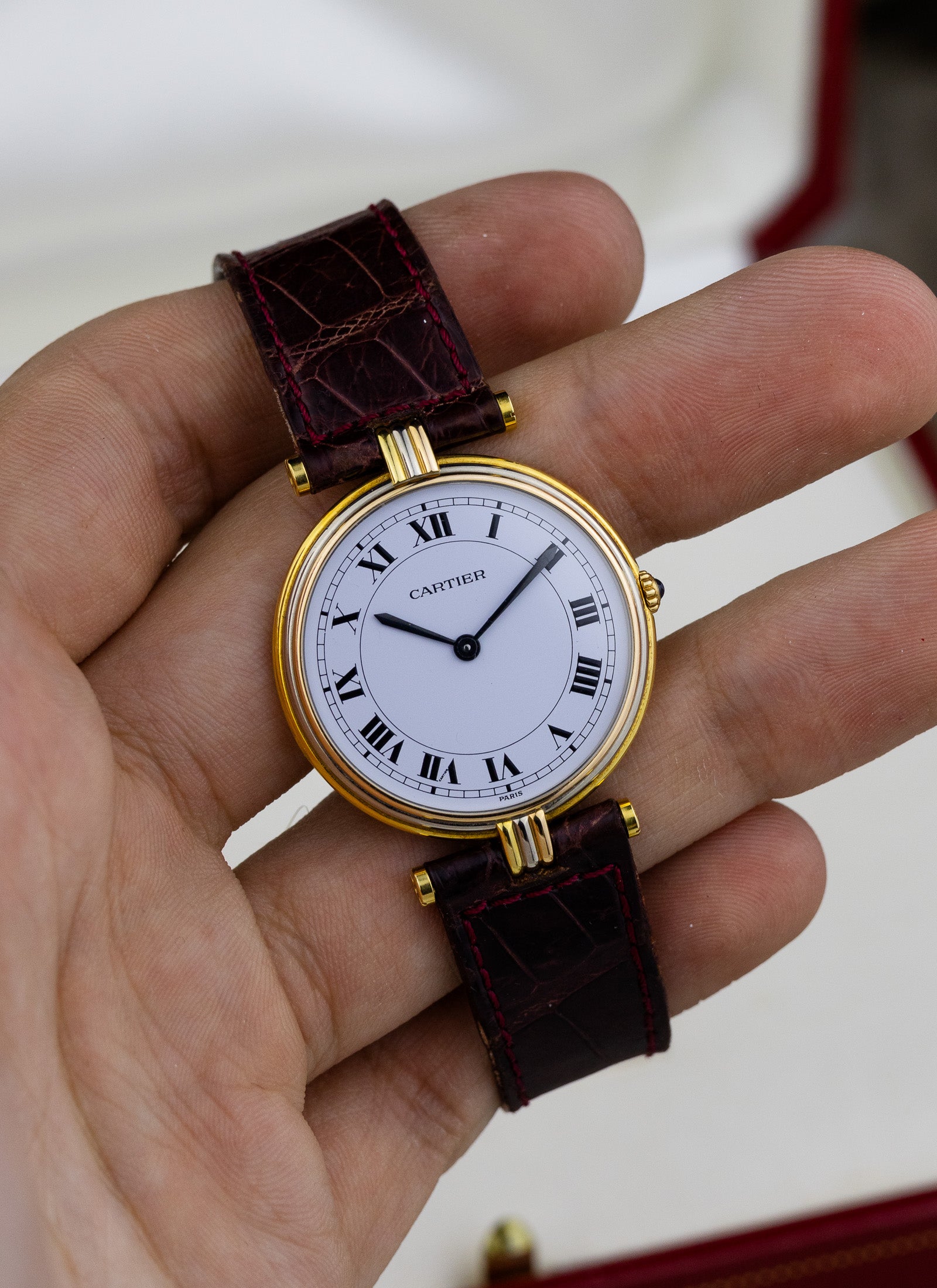 1990s 18K Cartier Vendome Trinity Quartz Box