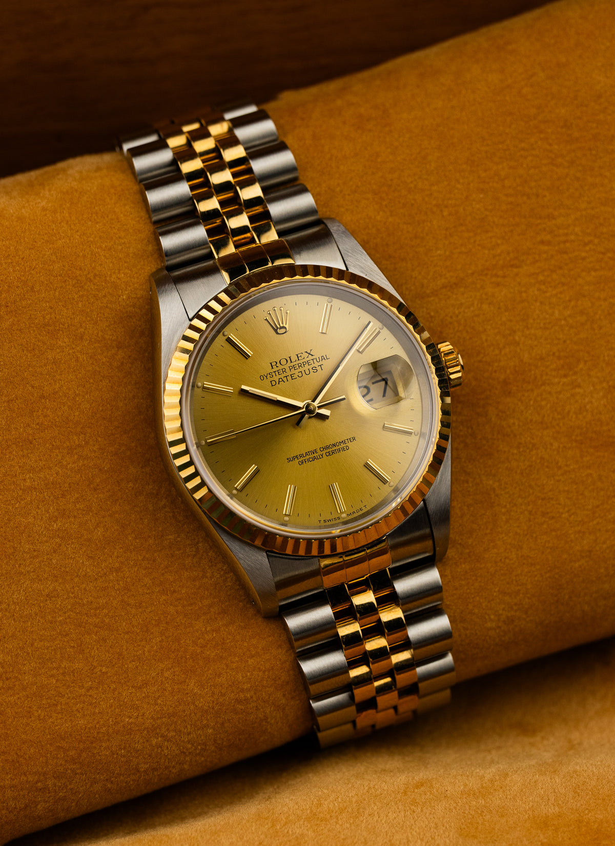1991 Rolex Datejust Bicolor Champagne Dial 16233 Serviced Full Set
