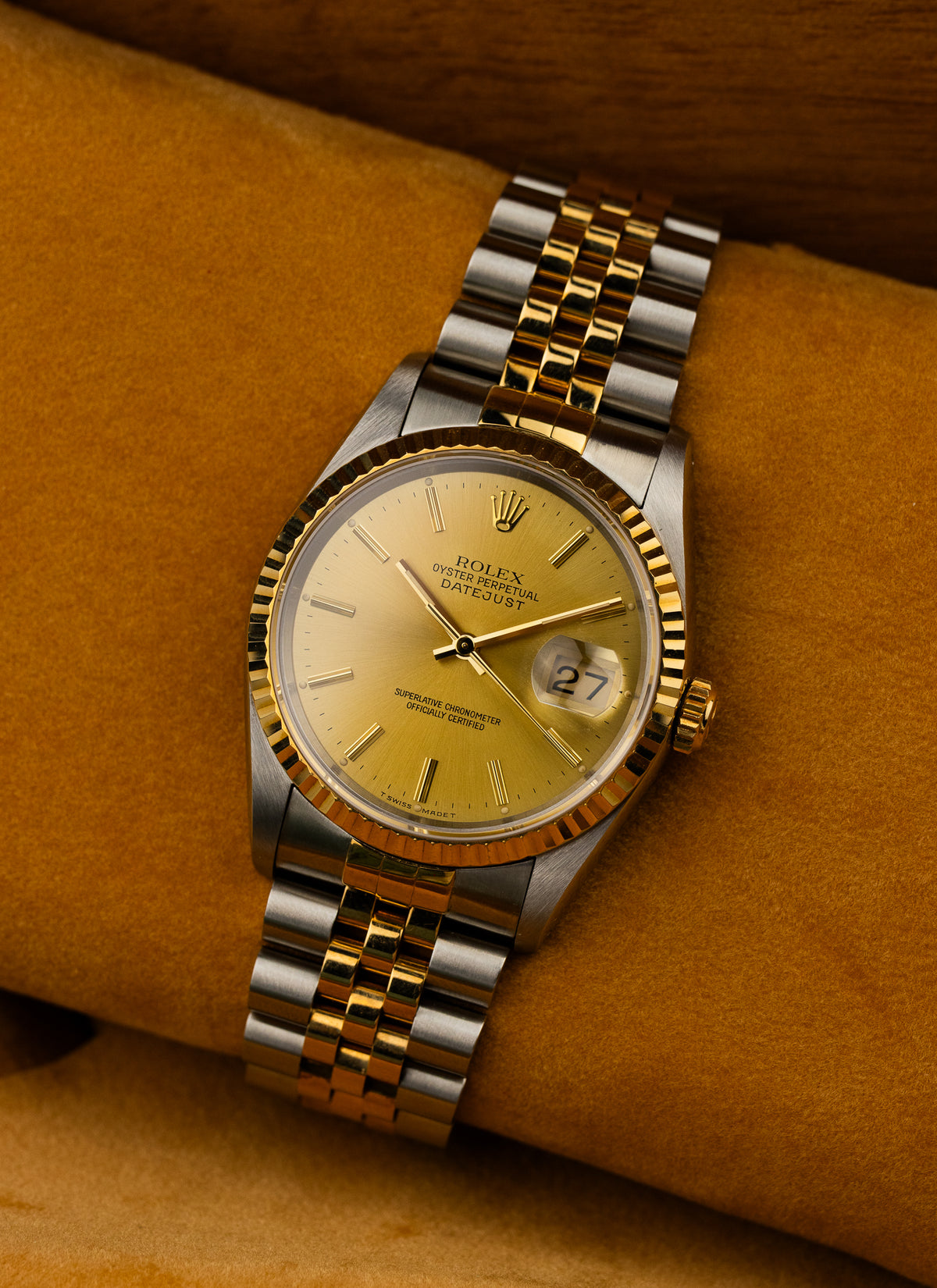 1991 Rolex Datejust Bicolor Champagne Dial 16233 Serviced Full Set