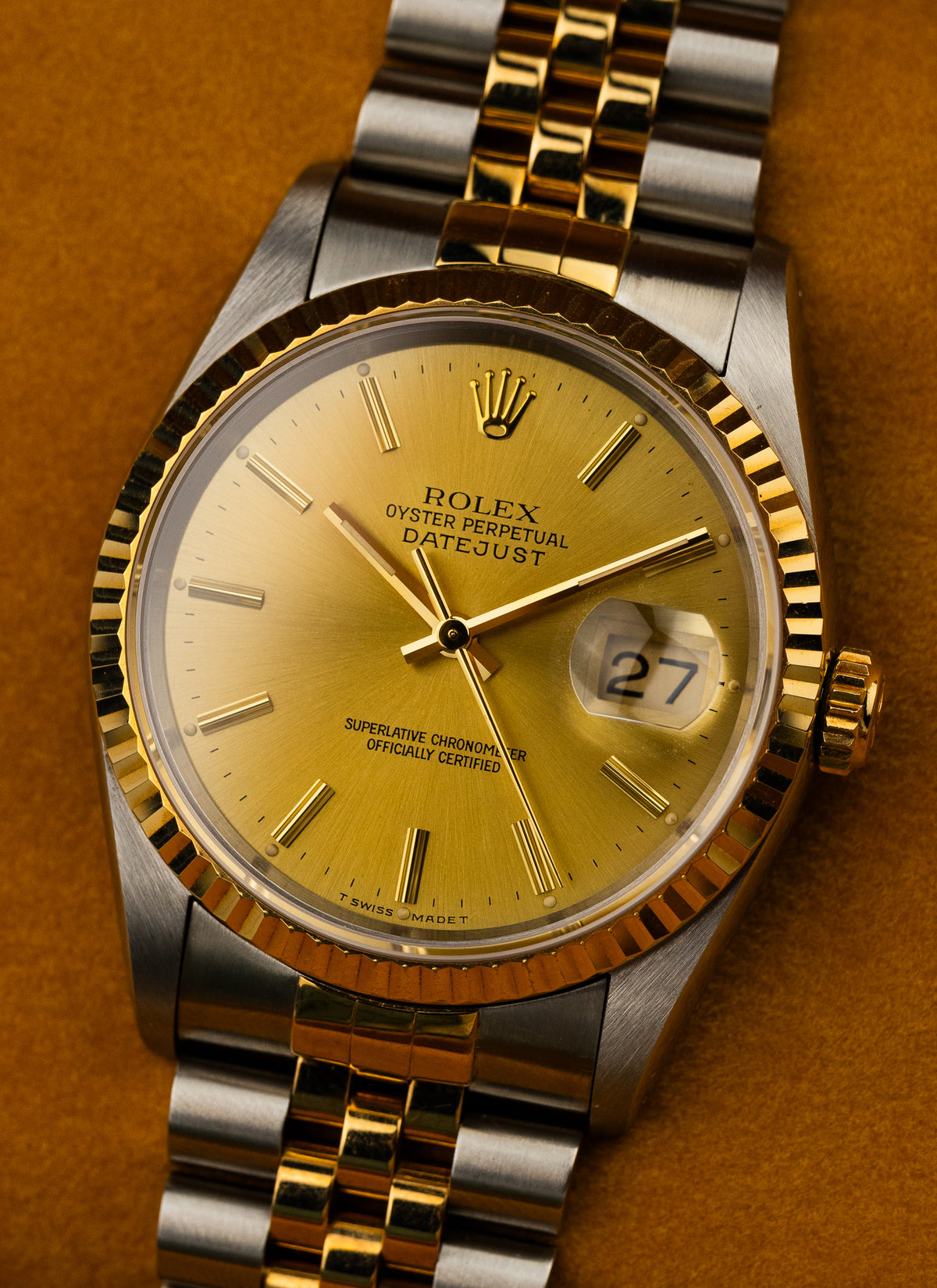 1991 Rolex Datejust Bicolor Champagne Dial 16233 Serviced Full Set