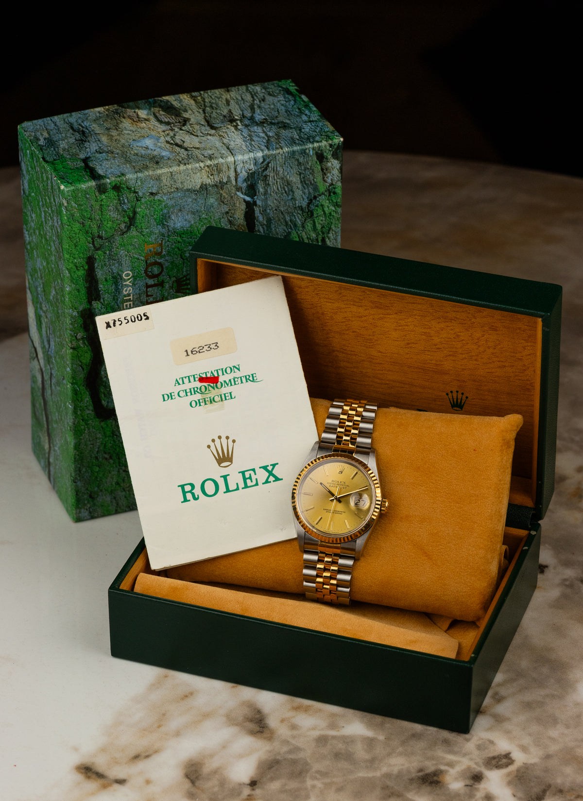 1991 Rolex Datejust Bicolor Champagne Dial 16233 Serviced Full Set