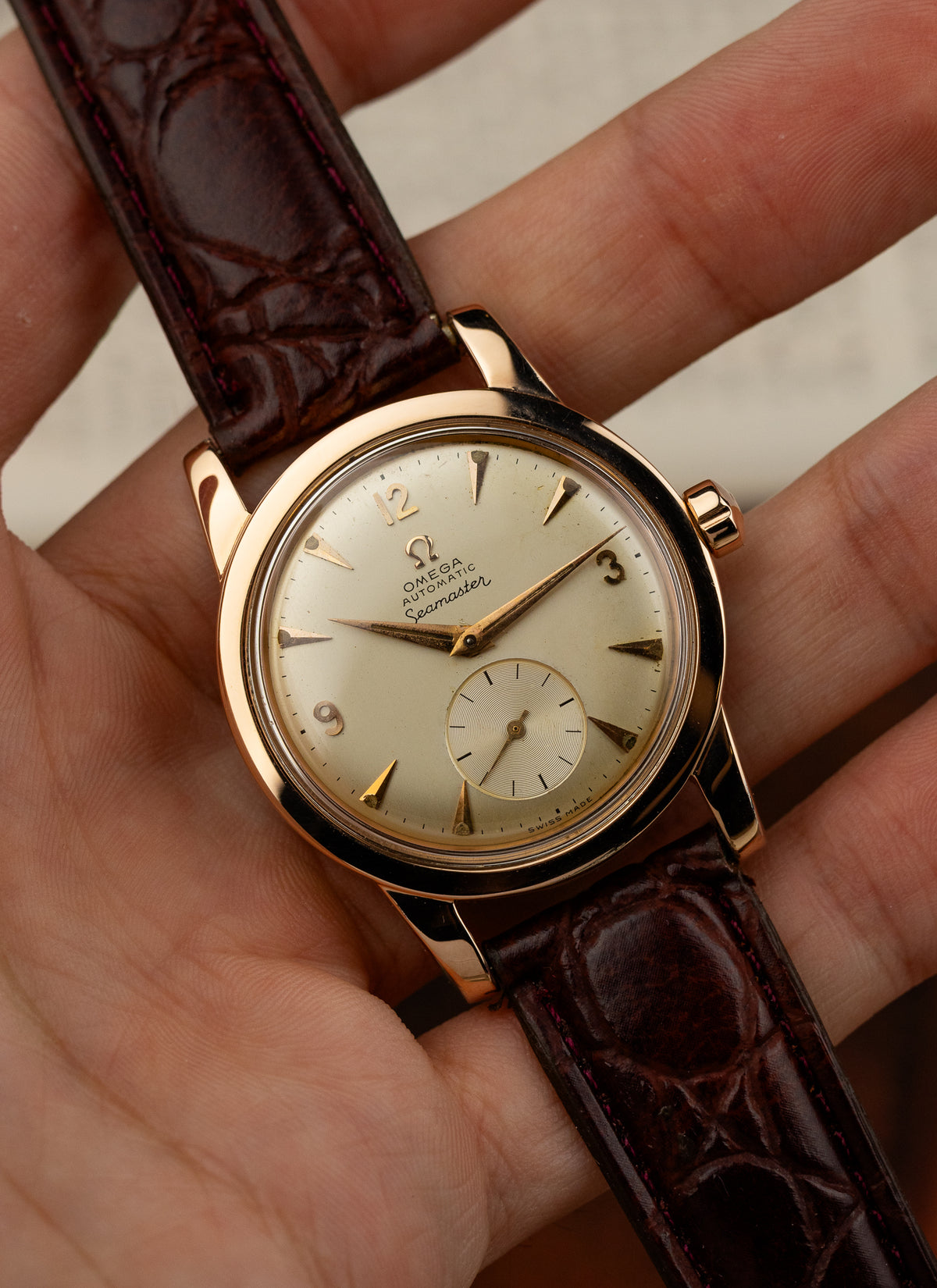 1952 Omega Seamaster Fat Lugs Rose Gold 2576-22 cal. 344