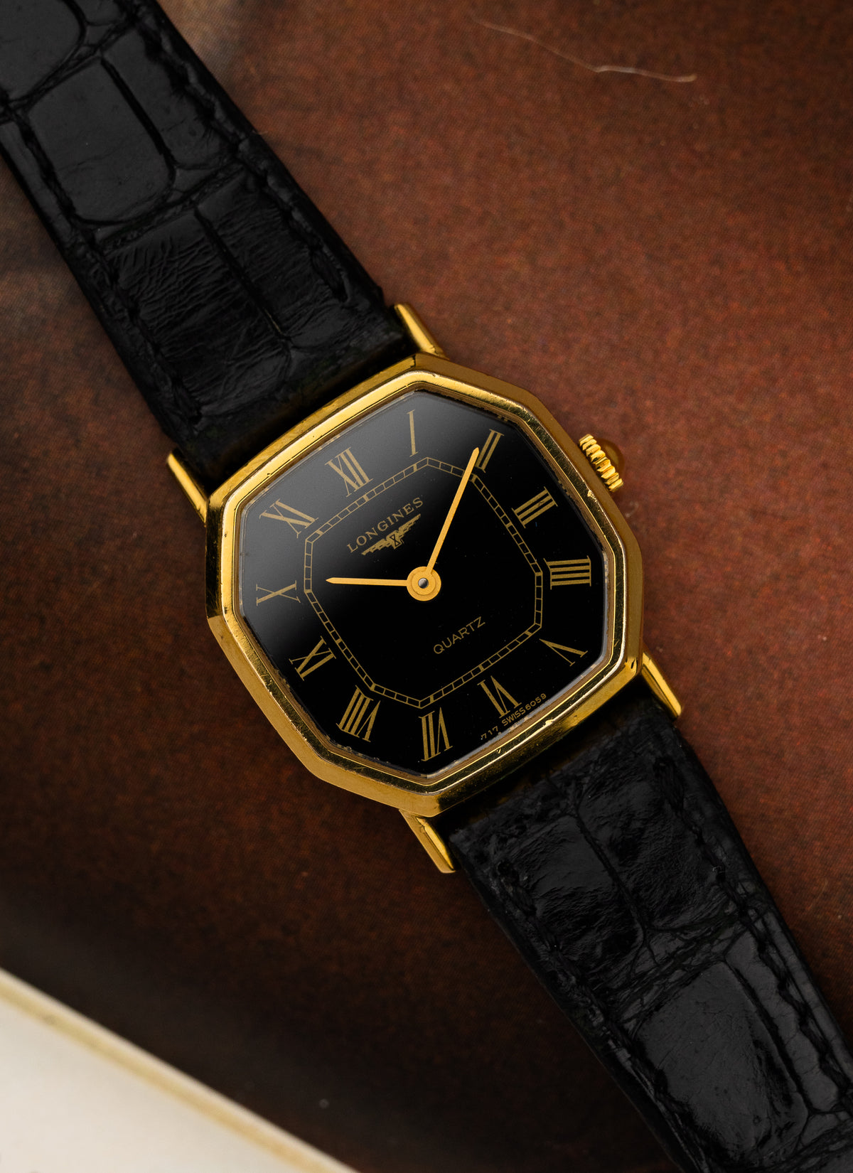 1970s Lady Longines Quartz Octagon Black Dial 6059.717 cal. L717.2