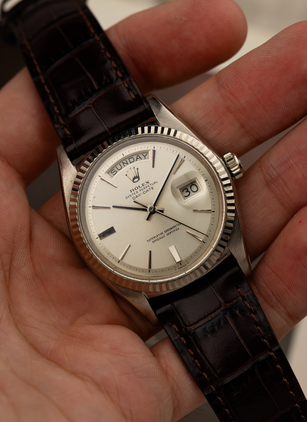 1967 18K Rolex Day-Date White Gold 1803 Serviced