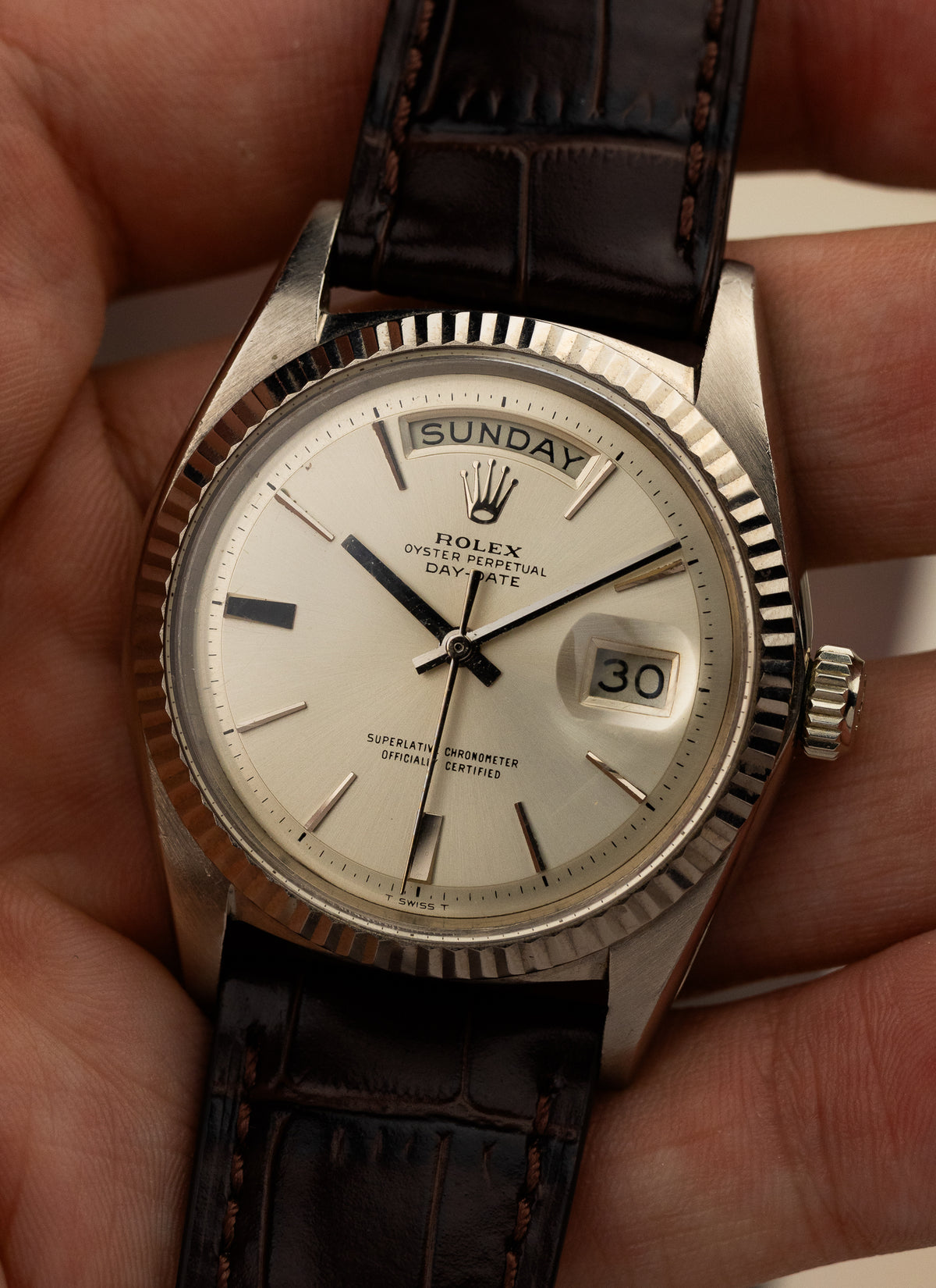 1967 18K Rolex Day-Date White Gold 1803 Serviced