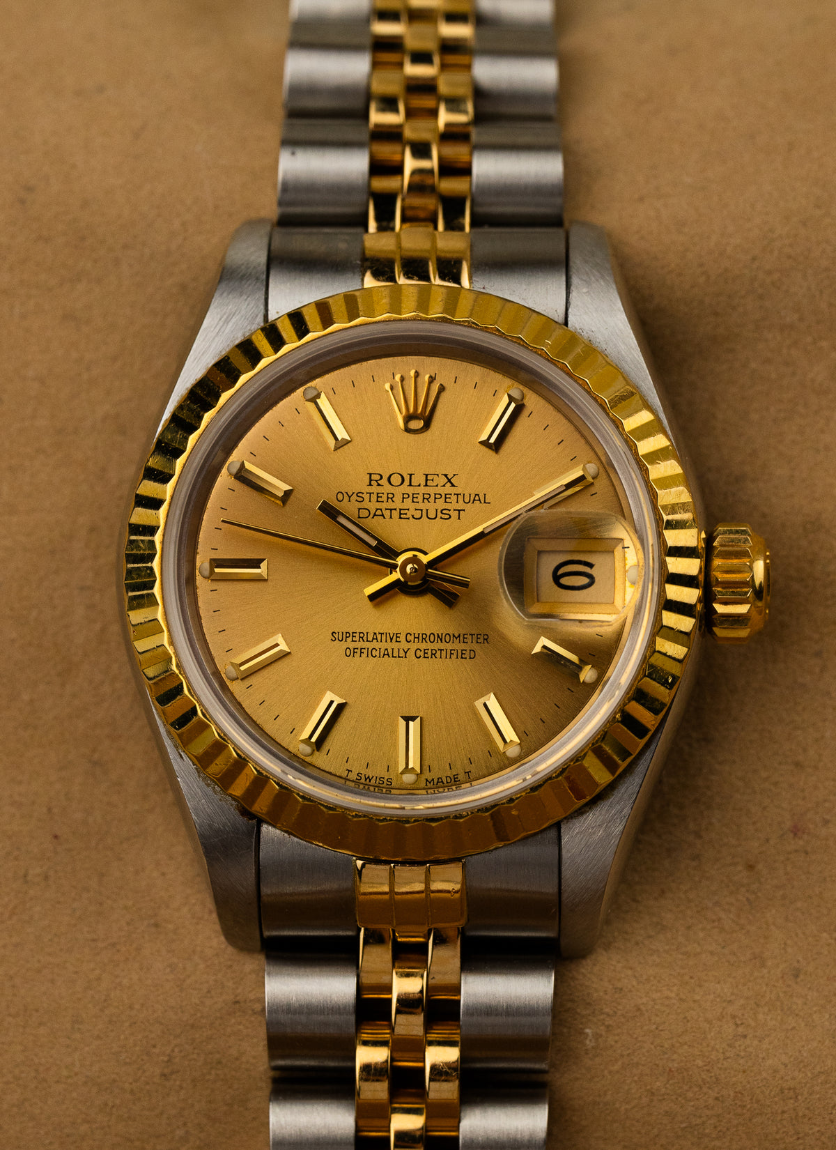 1986 Lady Rolex Datejust Bicolor Champagne Dial 69173 Serviced Full Set