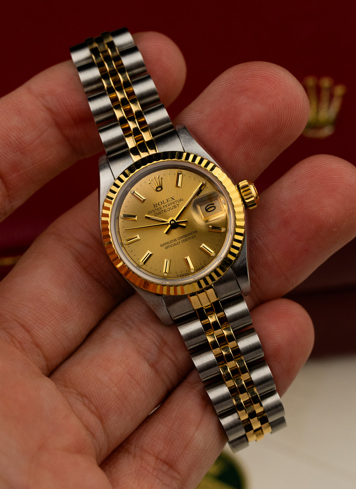 1986 Lady Rolex Datejust Bicolor Champagne Dial 69173 Serviced Full Set