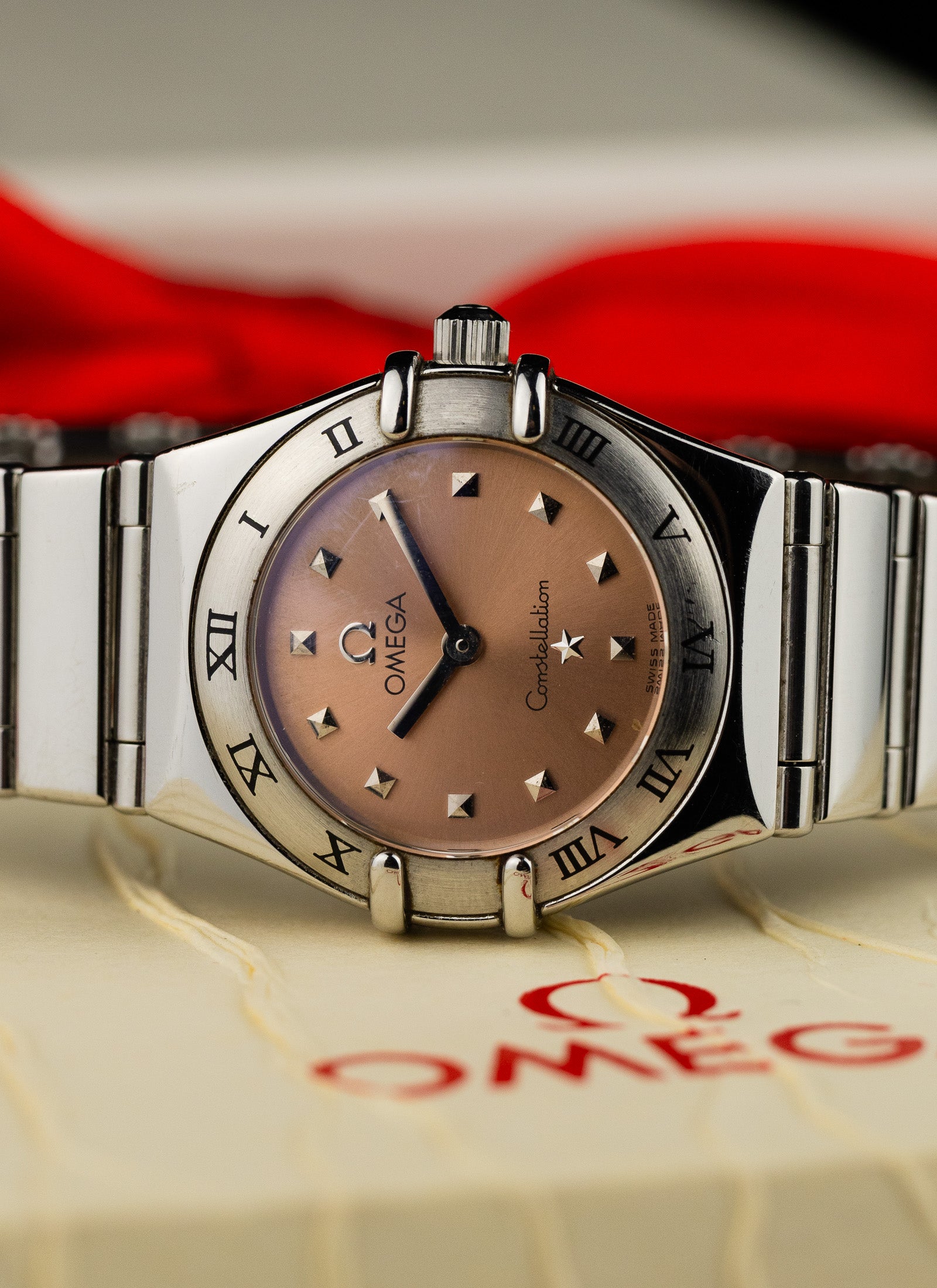 1998 Lady Omega Constellation My Choice Pink Dial 1561.61 Full Set