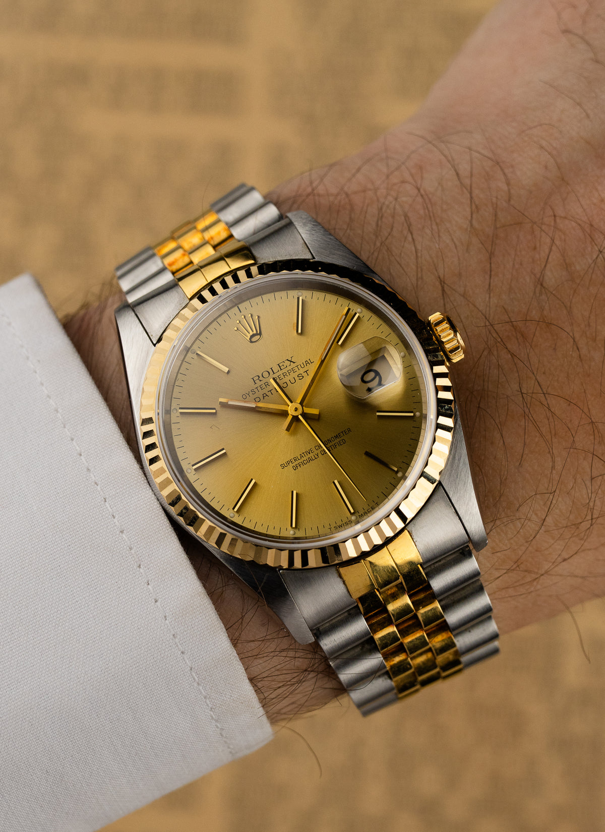 1991 Rolex Datejust Champagne Dial Bicolor 16233 Full Set
