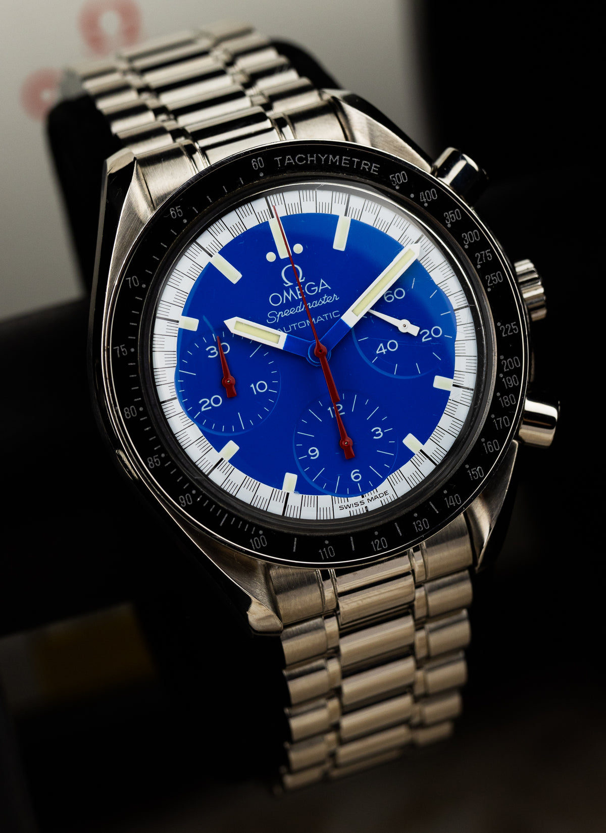 1996 Omega Speedmaster Reduced Michael Schumacher Blue 3510.81 Box