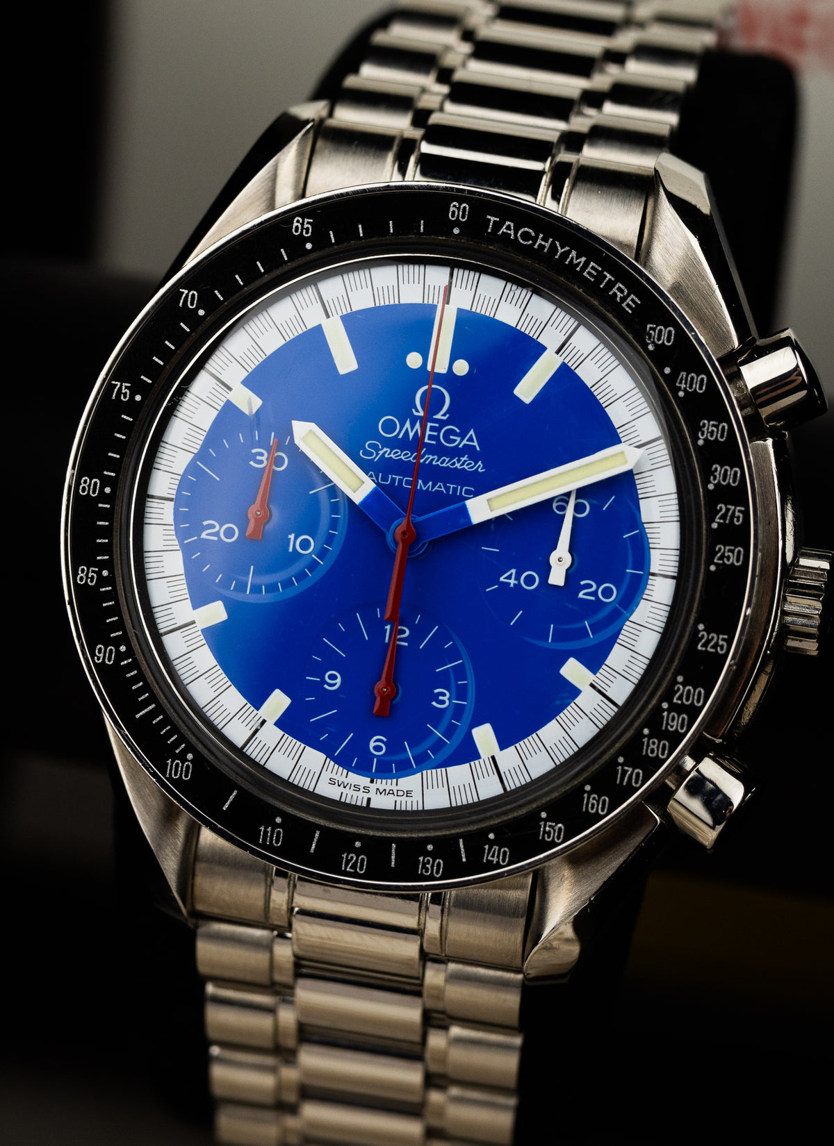 1996 Omega Speedmaster Reduced Michael Schumacher Blue 3510.81 Box