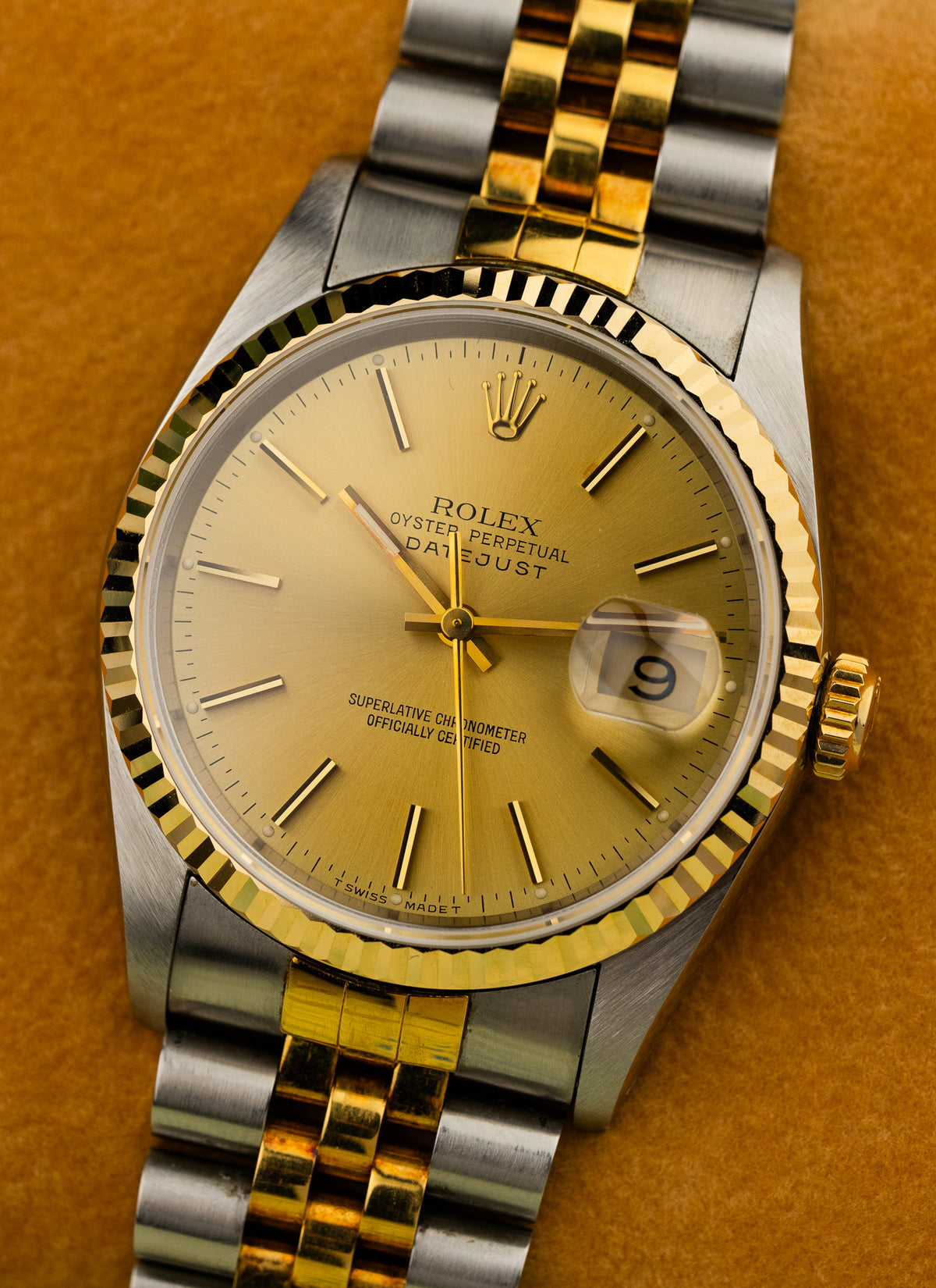 1991 Rolex Datejust Champagne Dial Bicolor 16233 Full Set