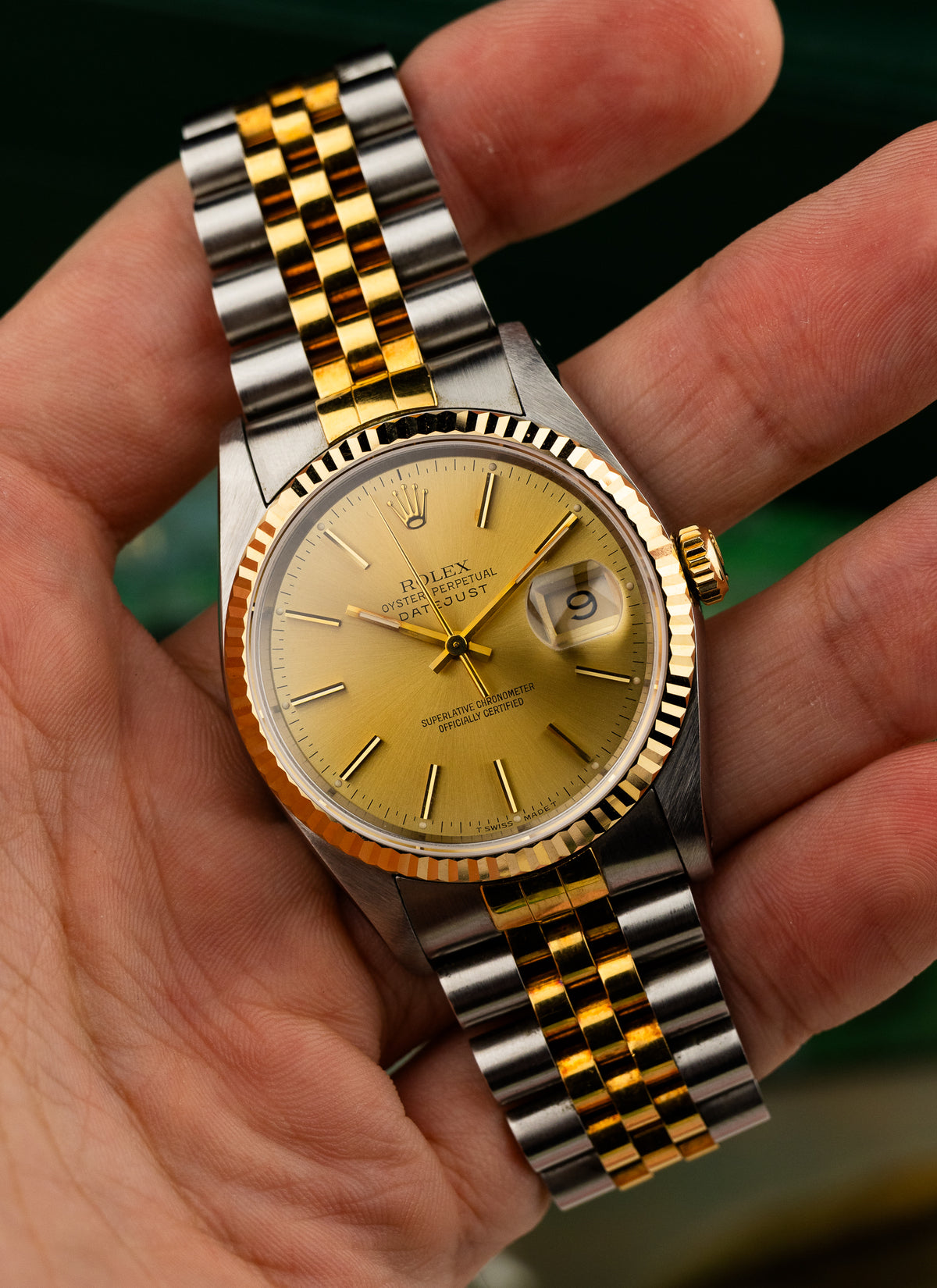 1991 Rolex Datejust Champagne Dial Bicolor 16233 Full Set