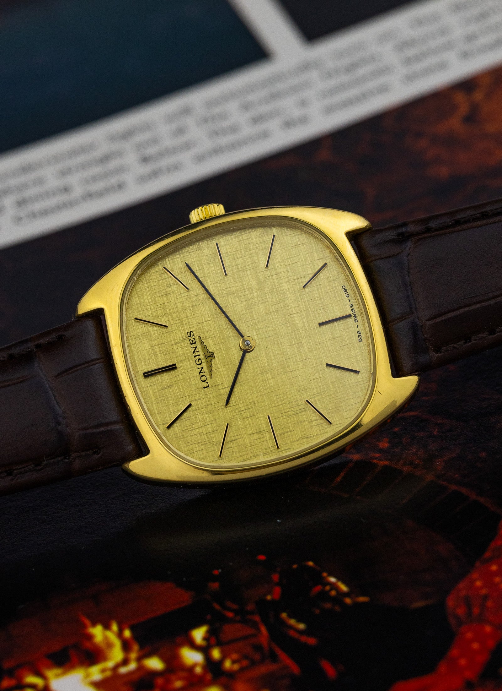 1977 Longines Gold Linen Dial 6190.832 cal. 528 Serviced