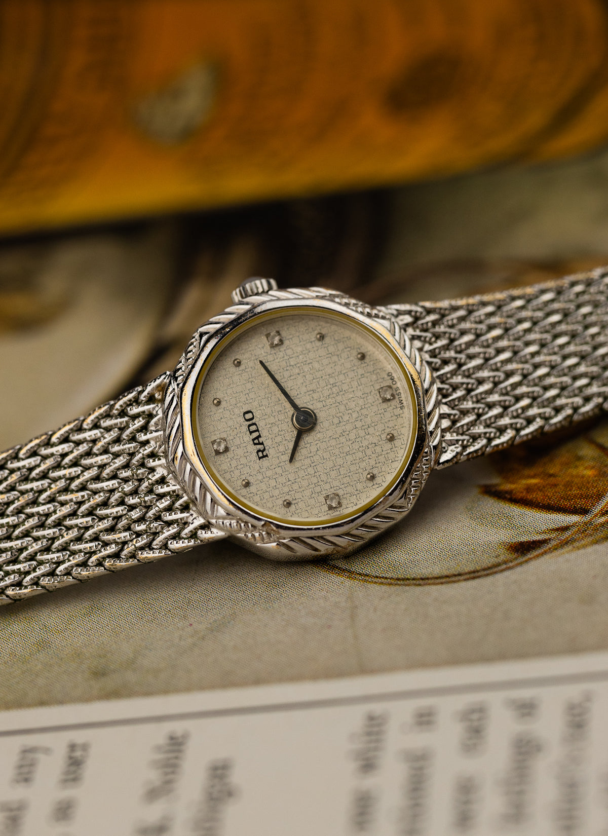 1980s Lady Rado Silver Bracelet Diamonds 204.3640.2
