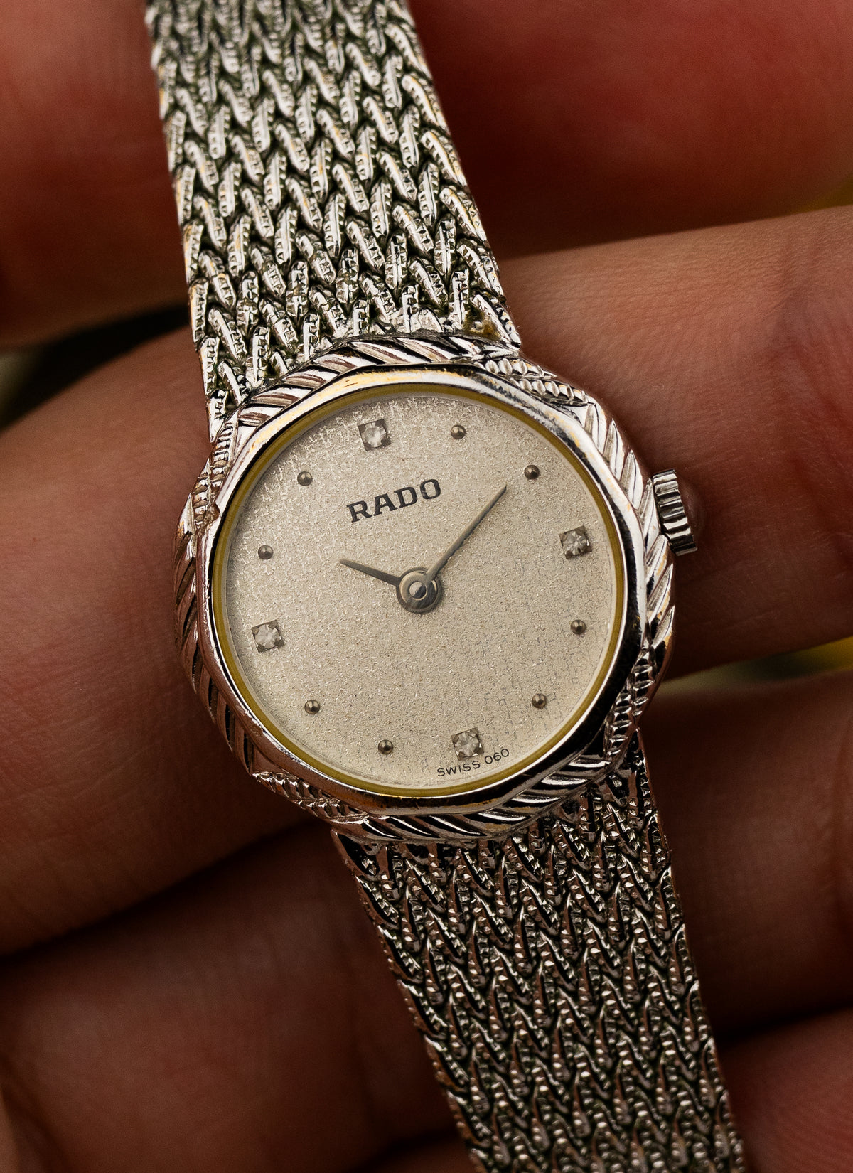 1980s Lady Rado Silver Bracelet Diamonds 204.3640.2