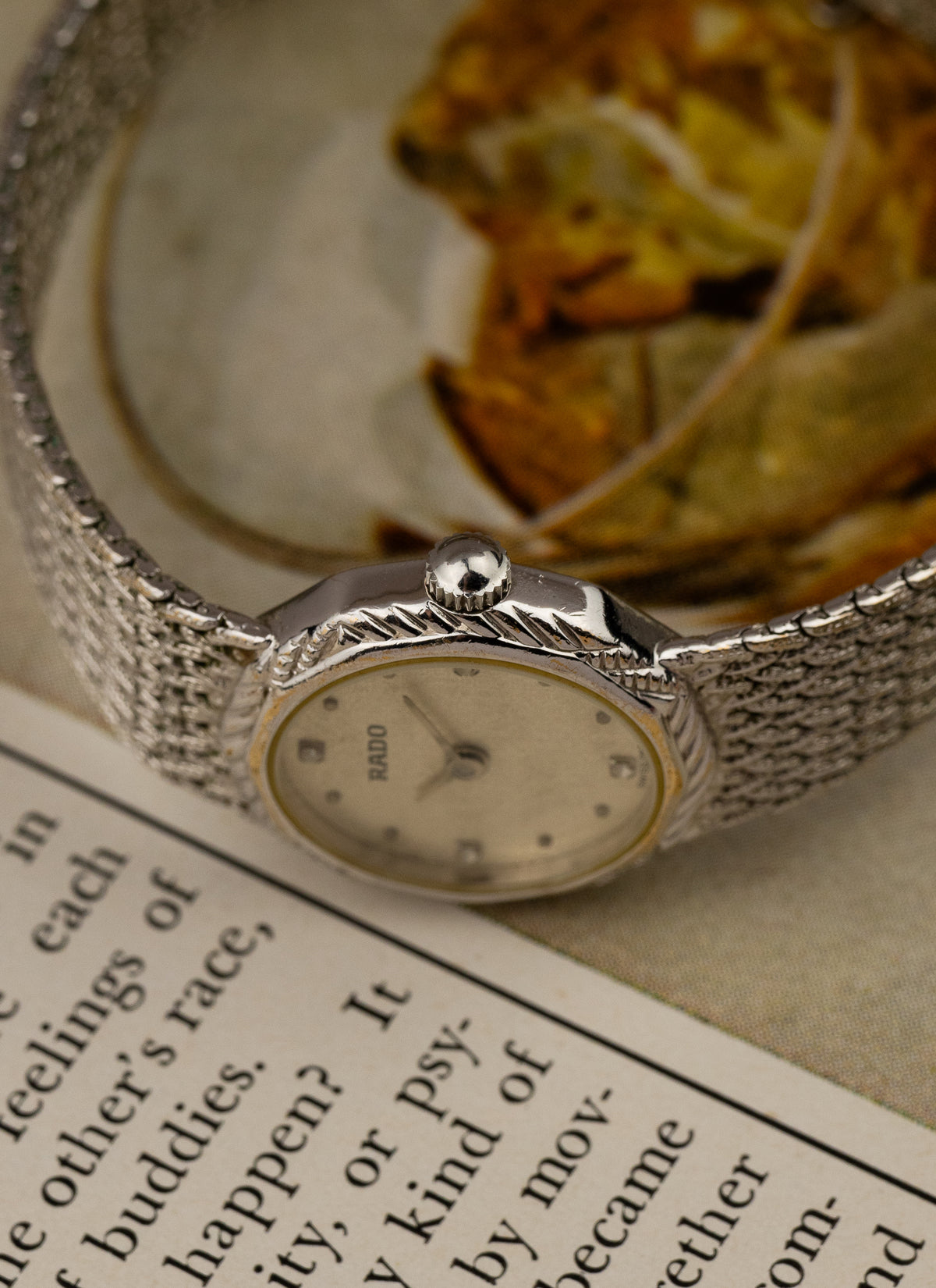 1980s Lady Rado Silver Bracelet Diamonds 204.3640.2