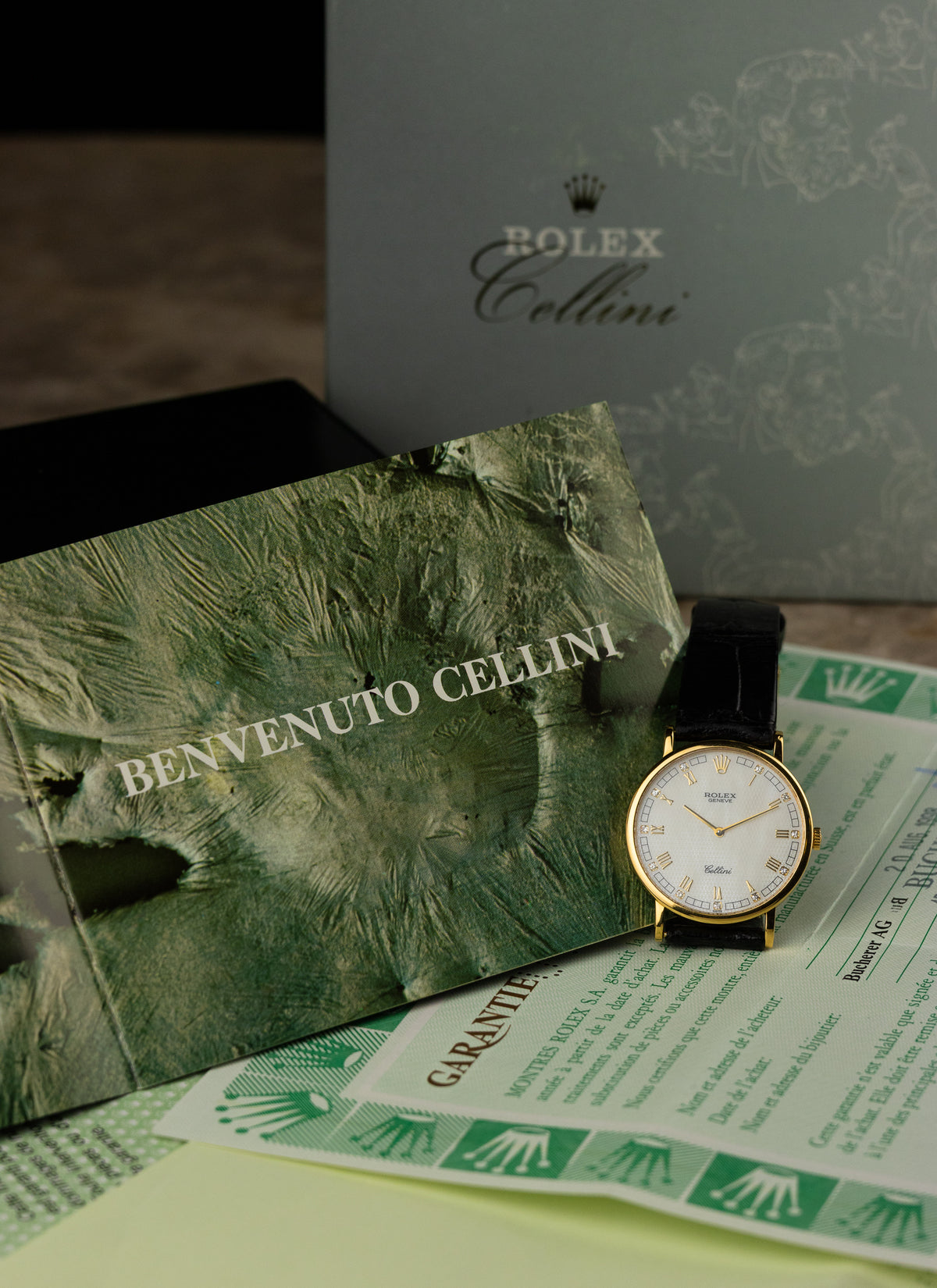 1998 18K Rolex Cellini MOP Diamonds Dial 5112/8 Full Set
