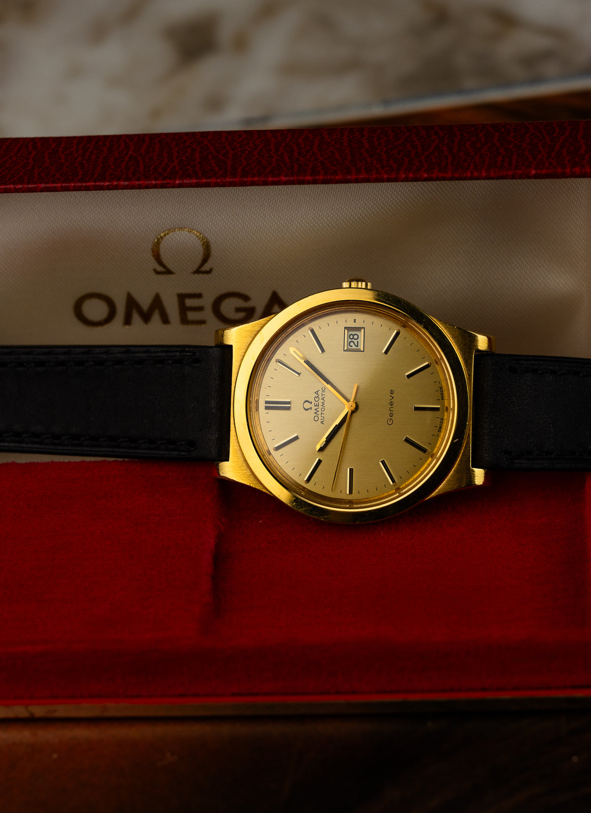 1974 Omega Geneve Gold Plated 166.0168 cal. 1012 Serviced Box