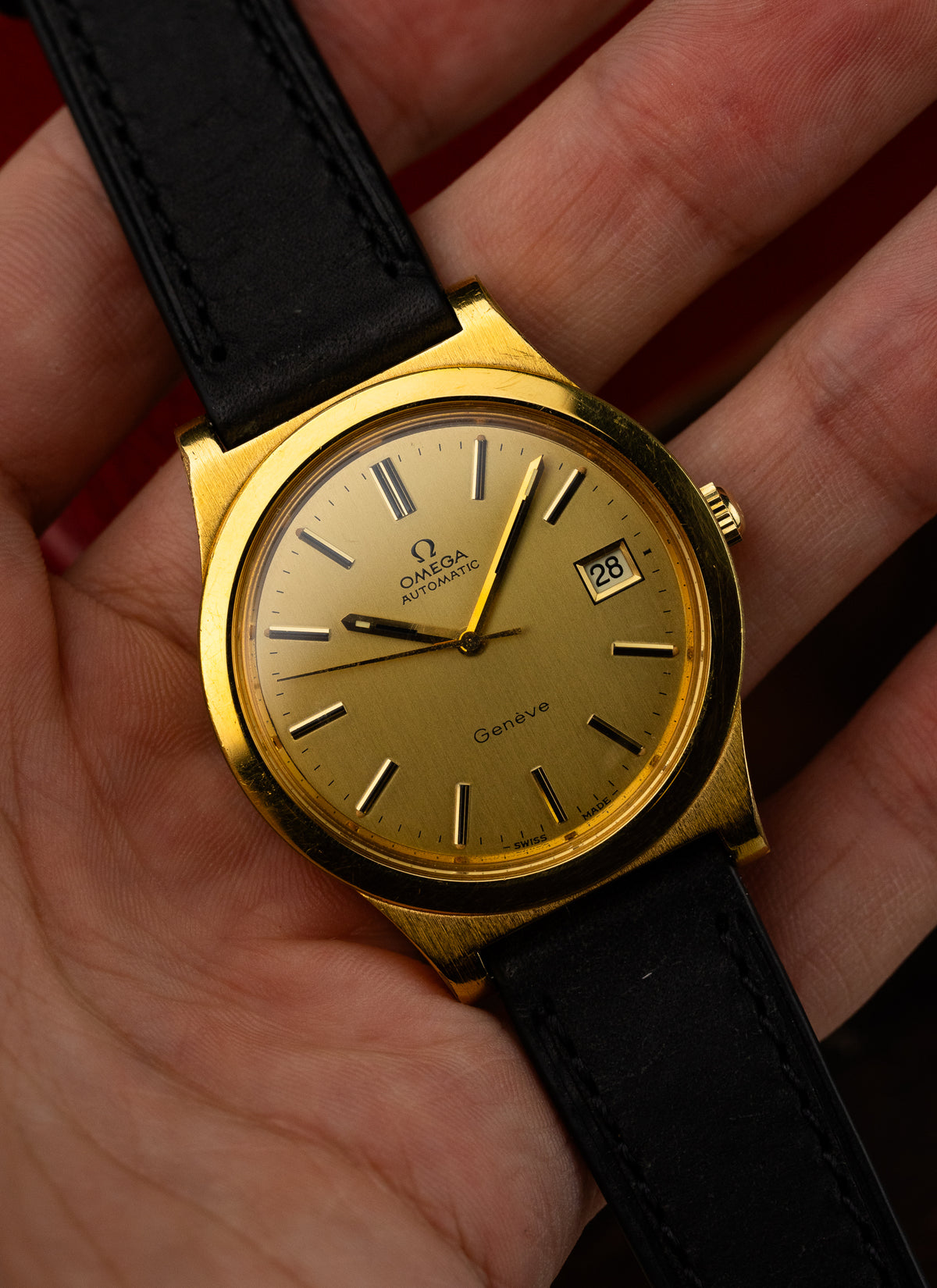 1974 Omega Geneve Gold Plated 166.0168 cal. 1012 Serviced Box